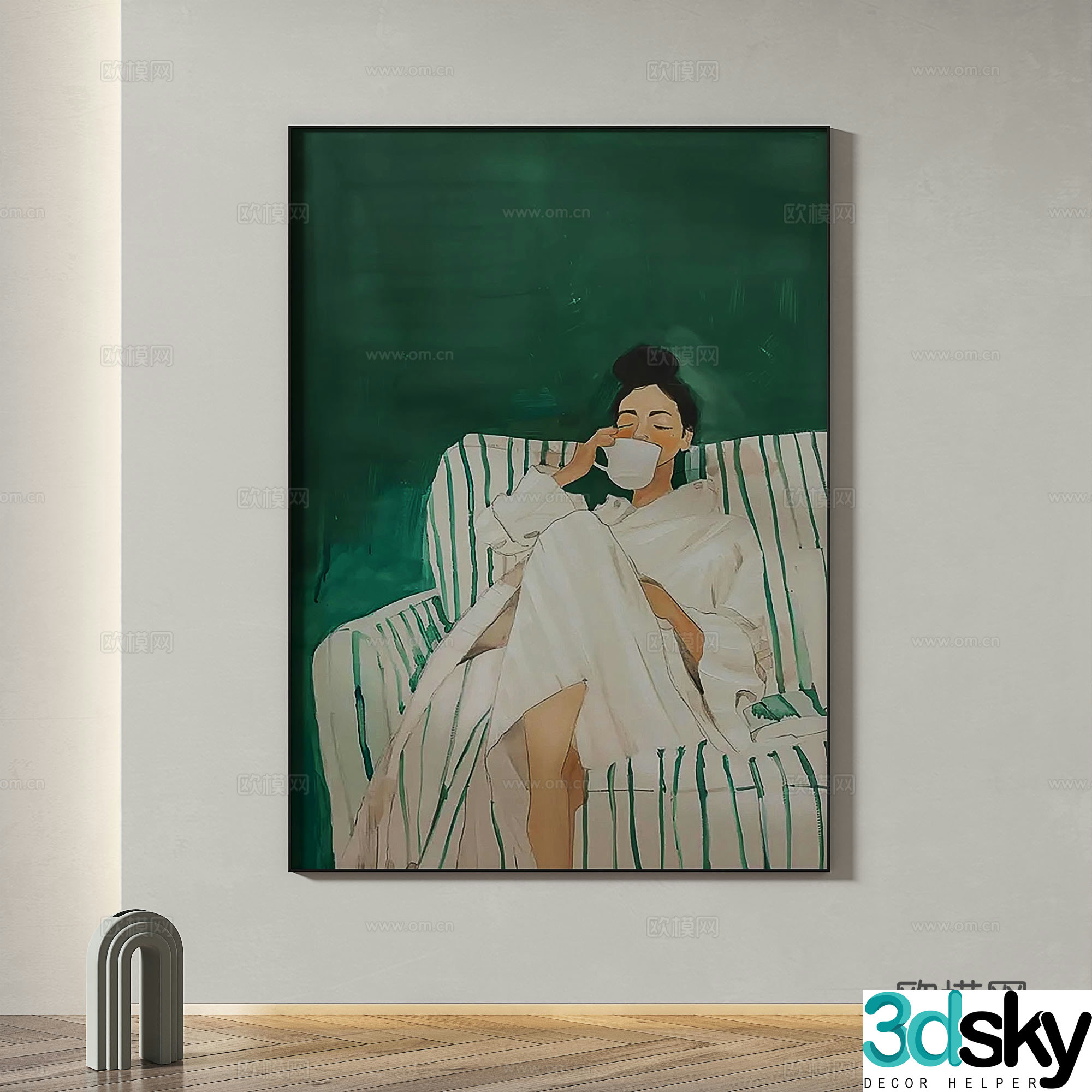 Modern simple abstract light luxury decorative painting 3d model