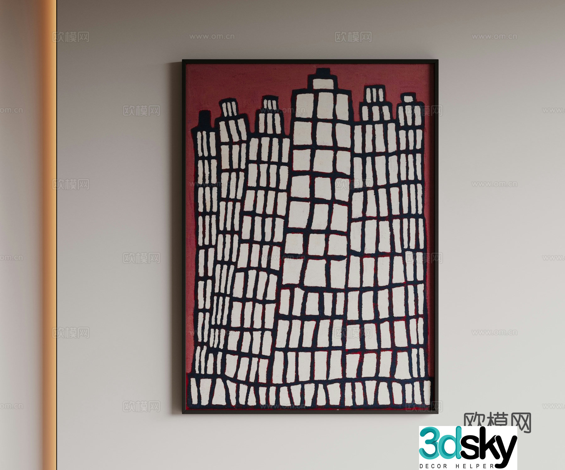 Modern minimalist decorative paintings Waviva medieval style hanging paintings cream style decoration paintings Italian style hanging paintings black and white 3D model