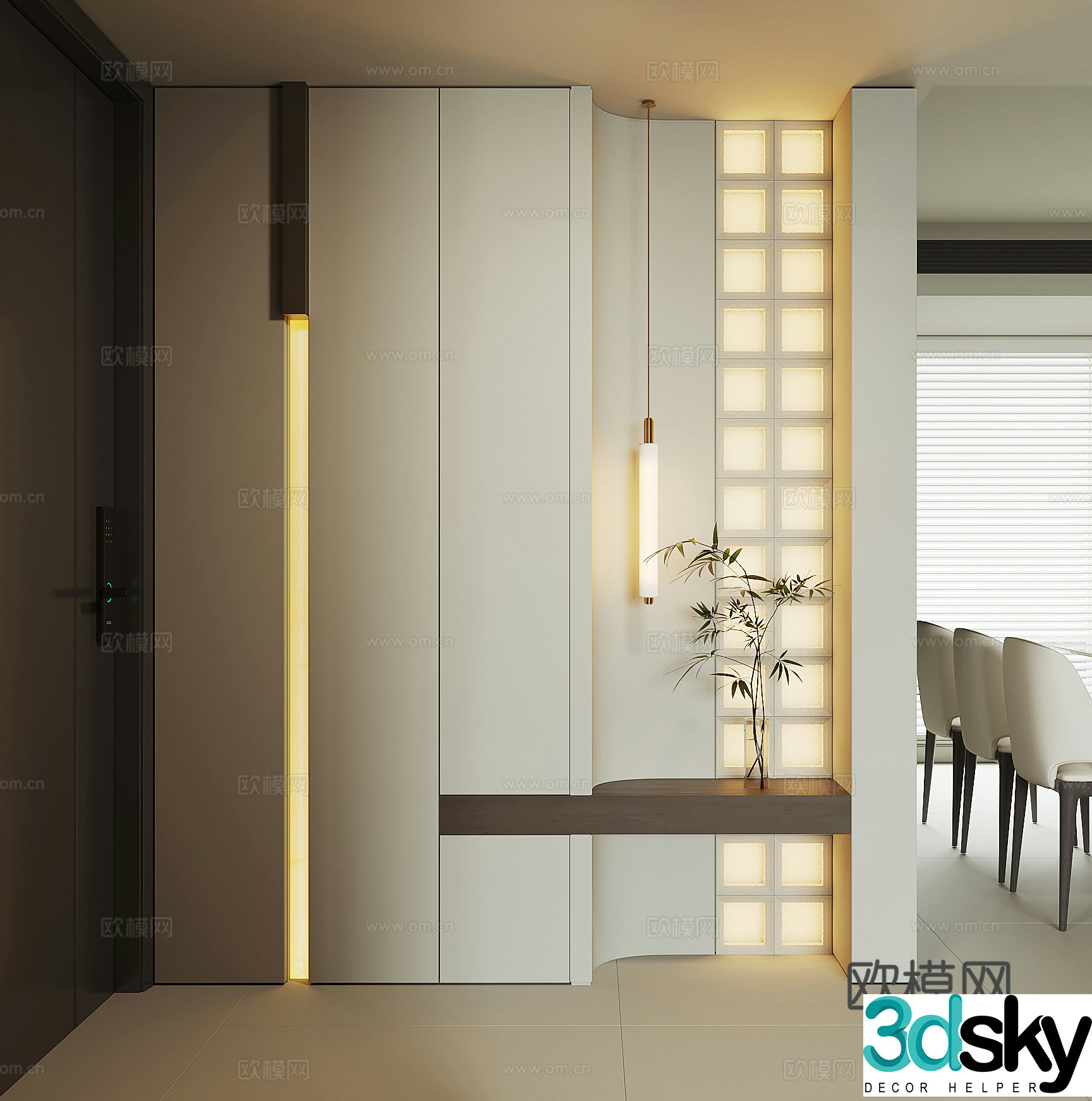 Modern home entrance shoe cabinet 3D model