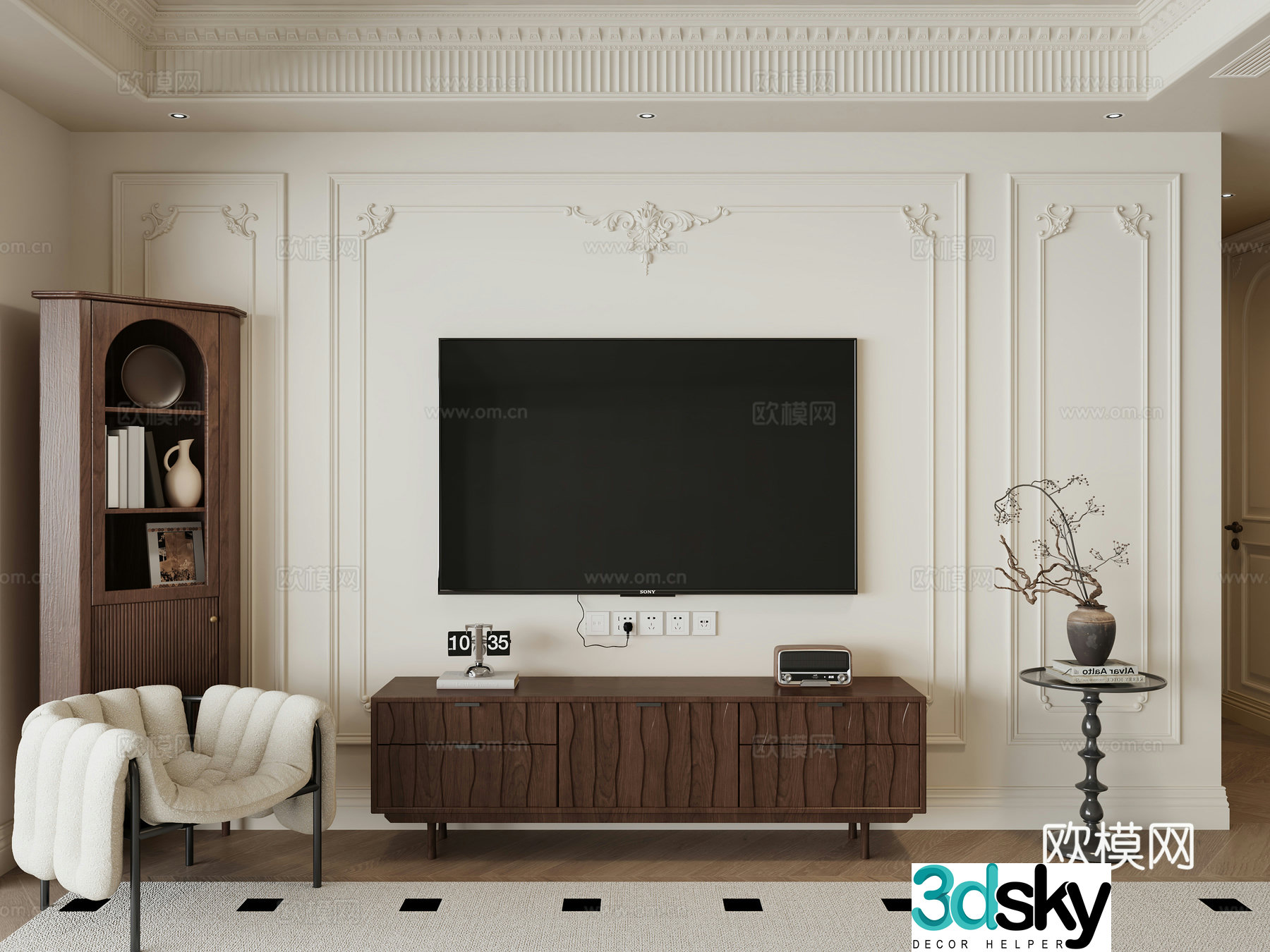 Living room TV cabinet solid wood TV cabinet TV cabinet 3d model