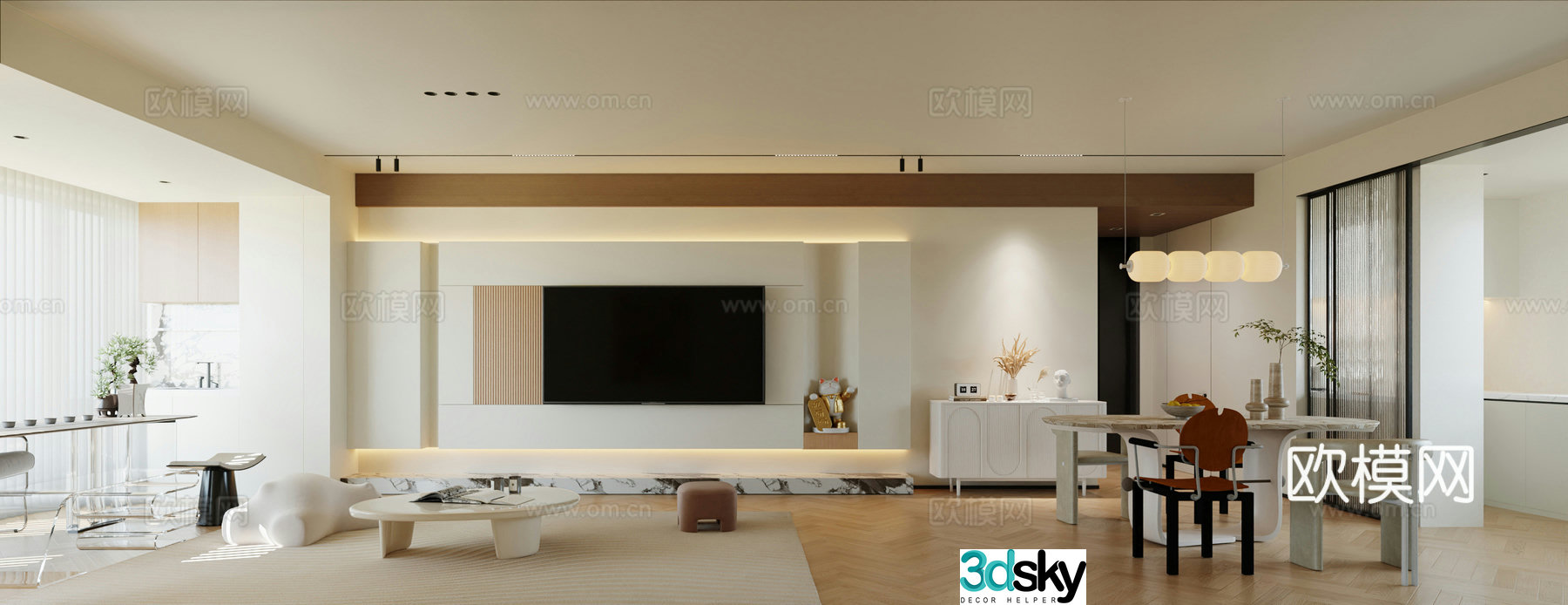 Creamy style living room French creamy living room entrance shoe cabinet Creamy home living room 3D model