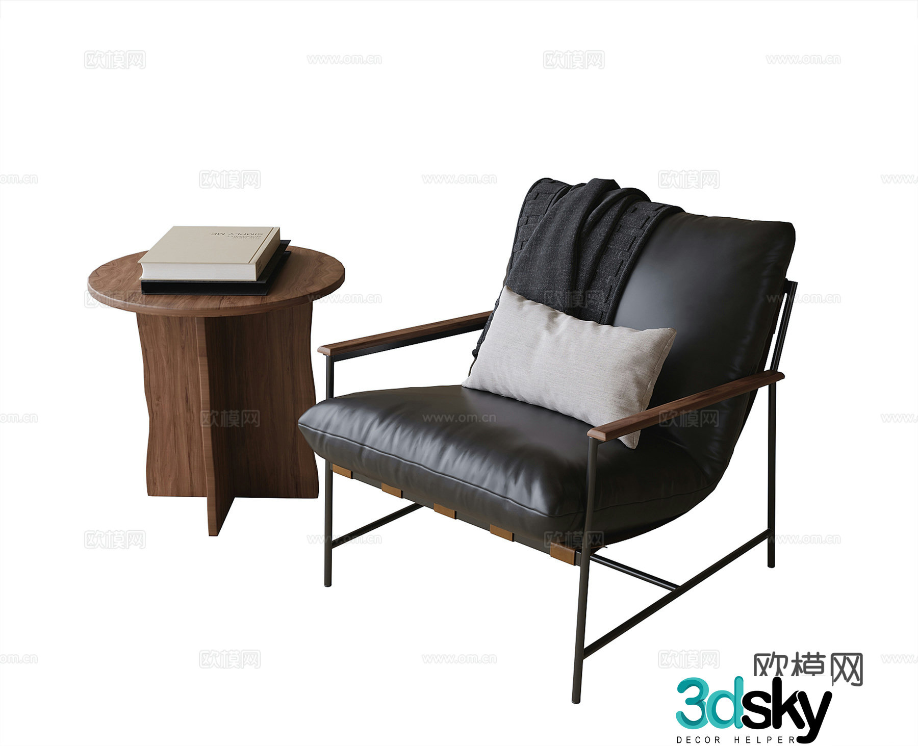 Modern casual chair Single chair Side angle 3D model