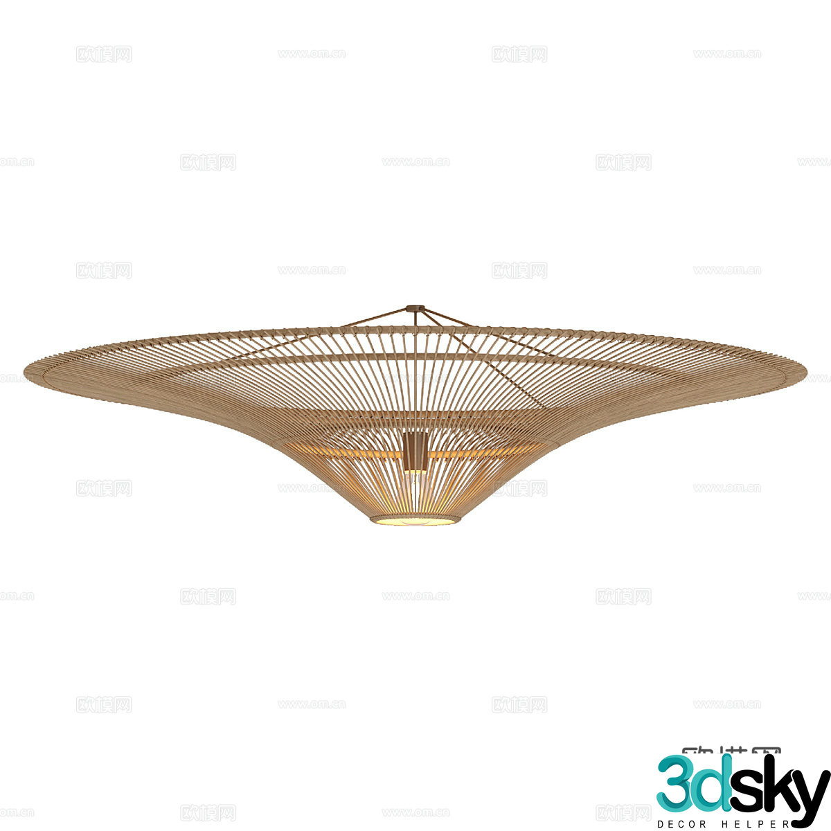 New Chinese style rattan decorative ceiling light 3D model