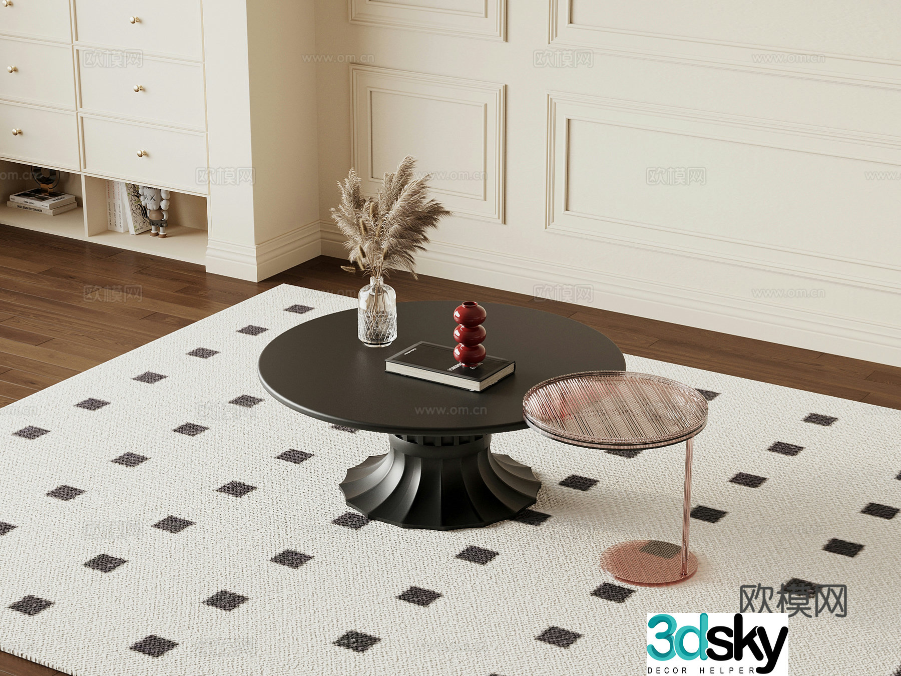 Coffee table French retro style coffee table spliced â€‹â€‹coffee table 3D model