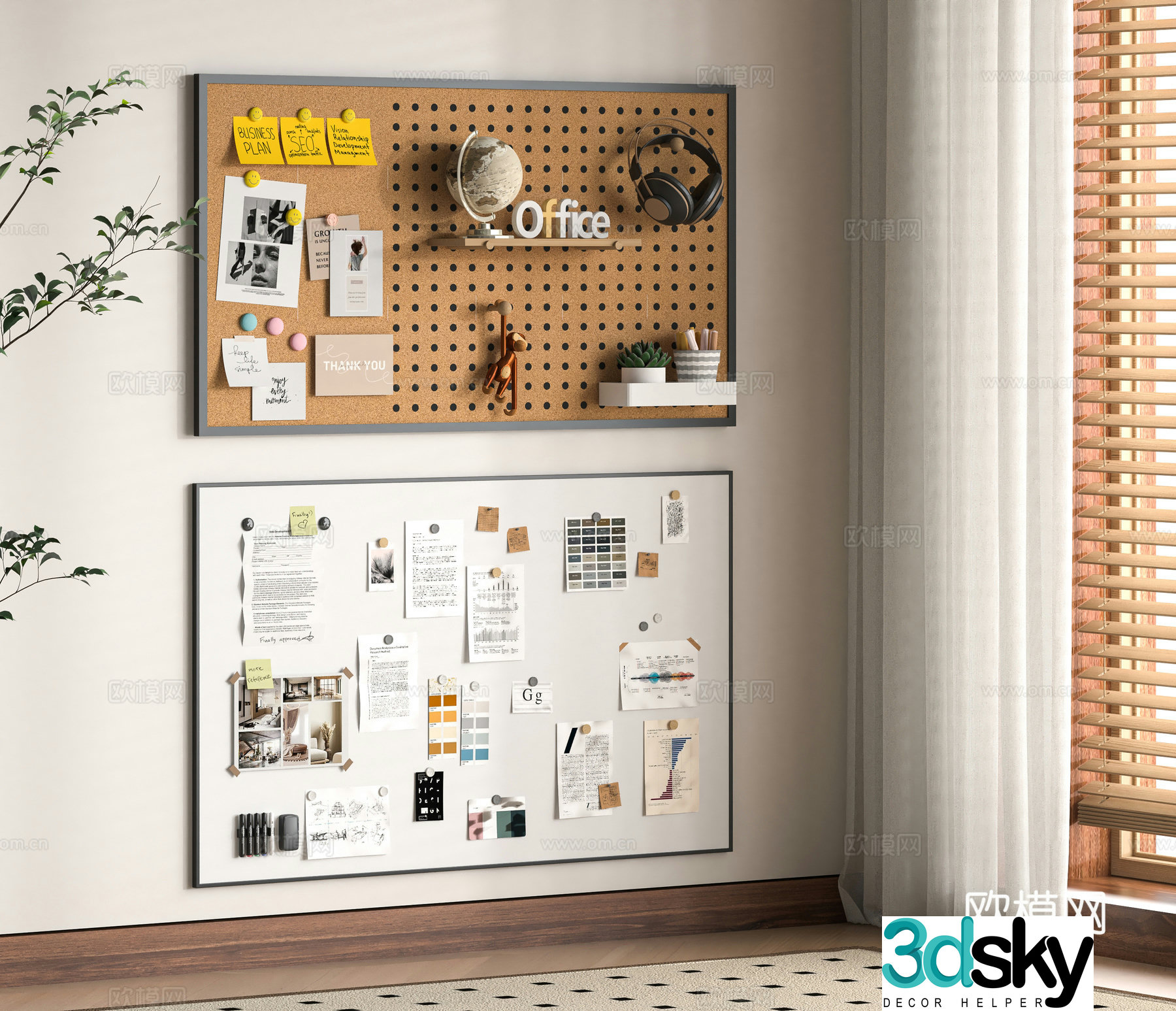 Modern 3d model of writing board