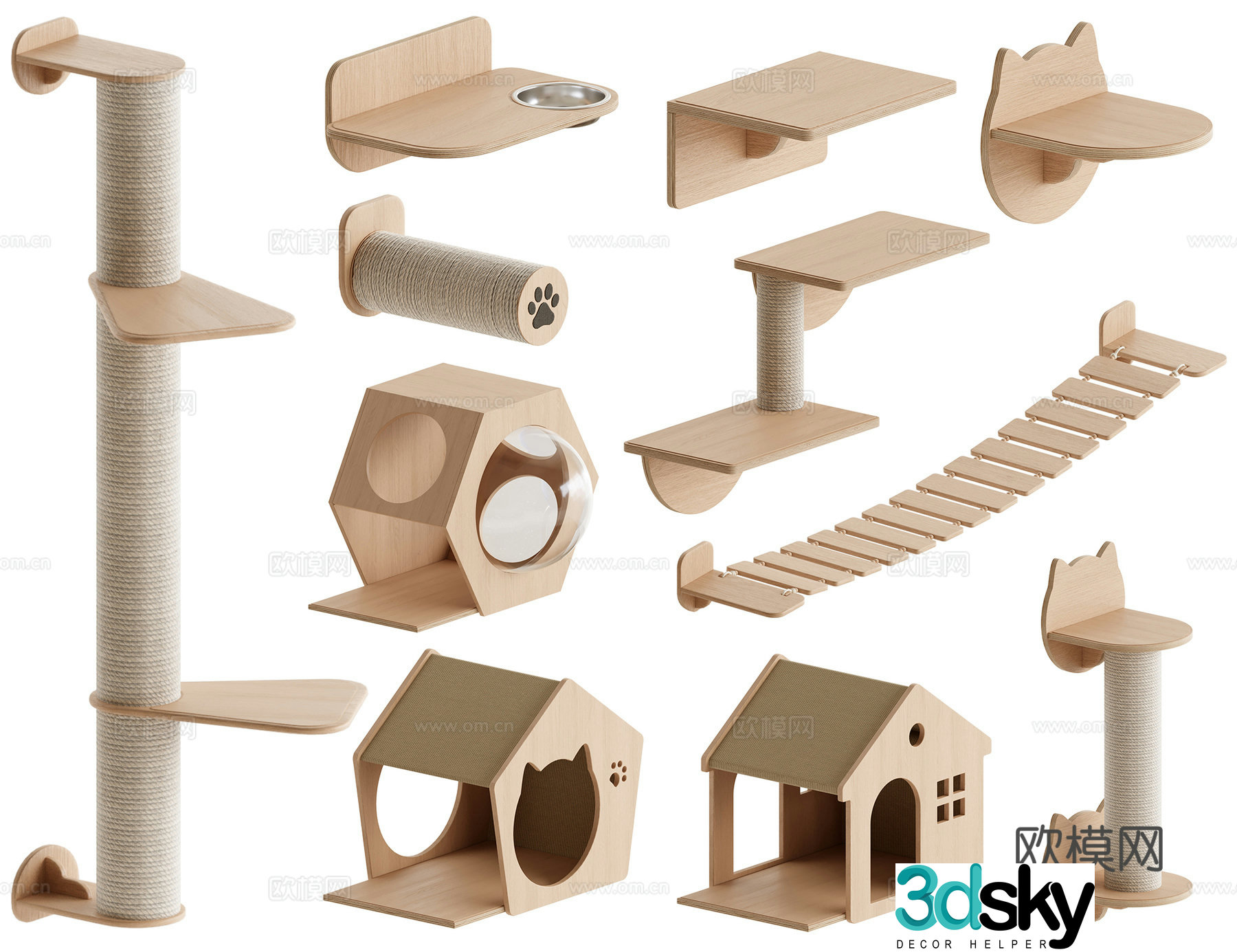 Wall-style cat climbing frame 3d model