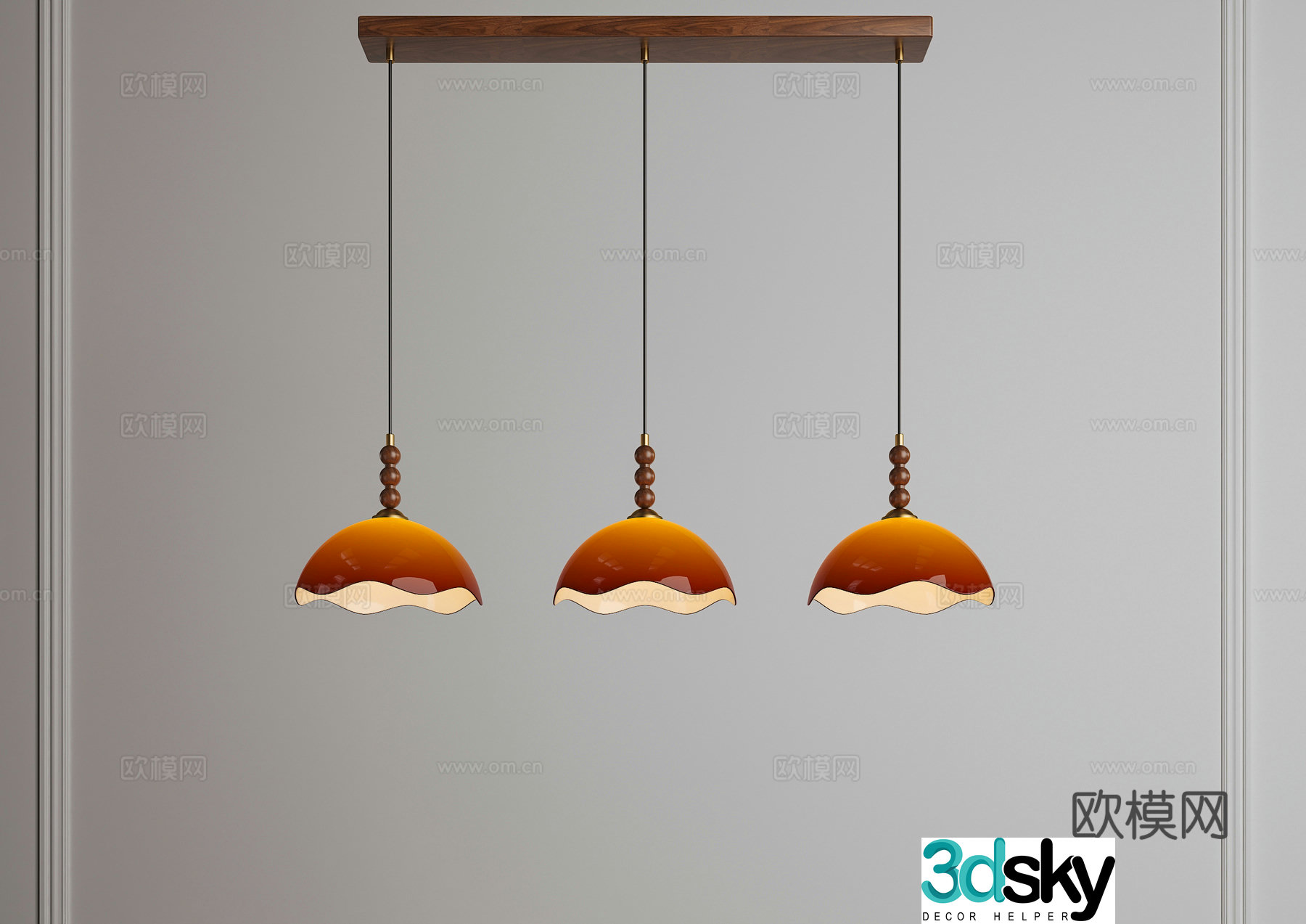 Middle chandeliers creamy chandeliers three-head chandeliers multi-head chandeliers French chandeliers restaurant chandeliers 3D model