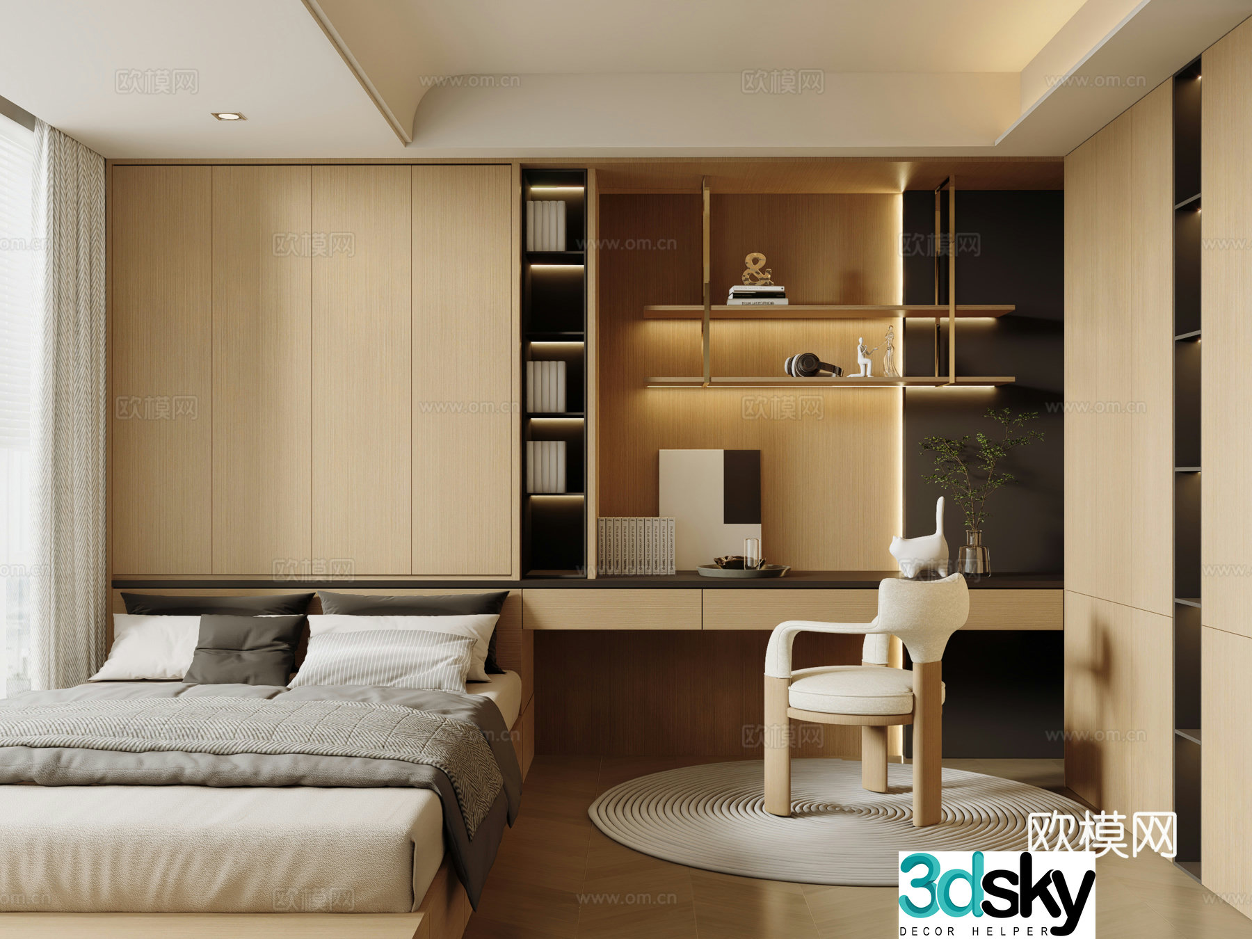 Modern tatami bedroom premium gray bedroom second bedroom 3d model