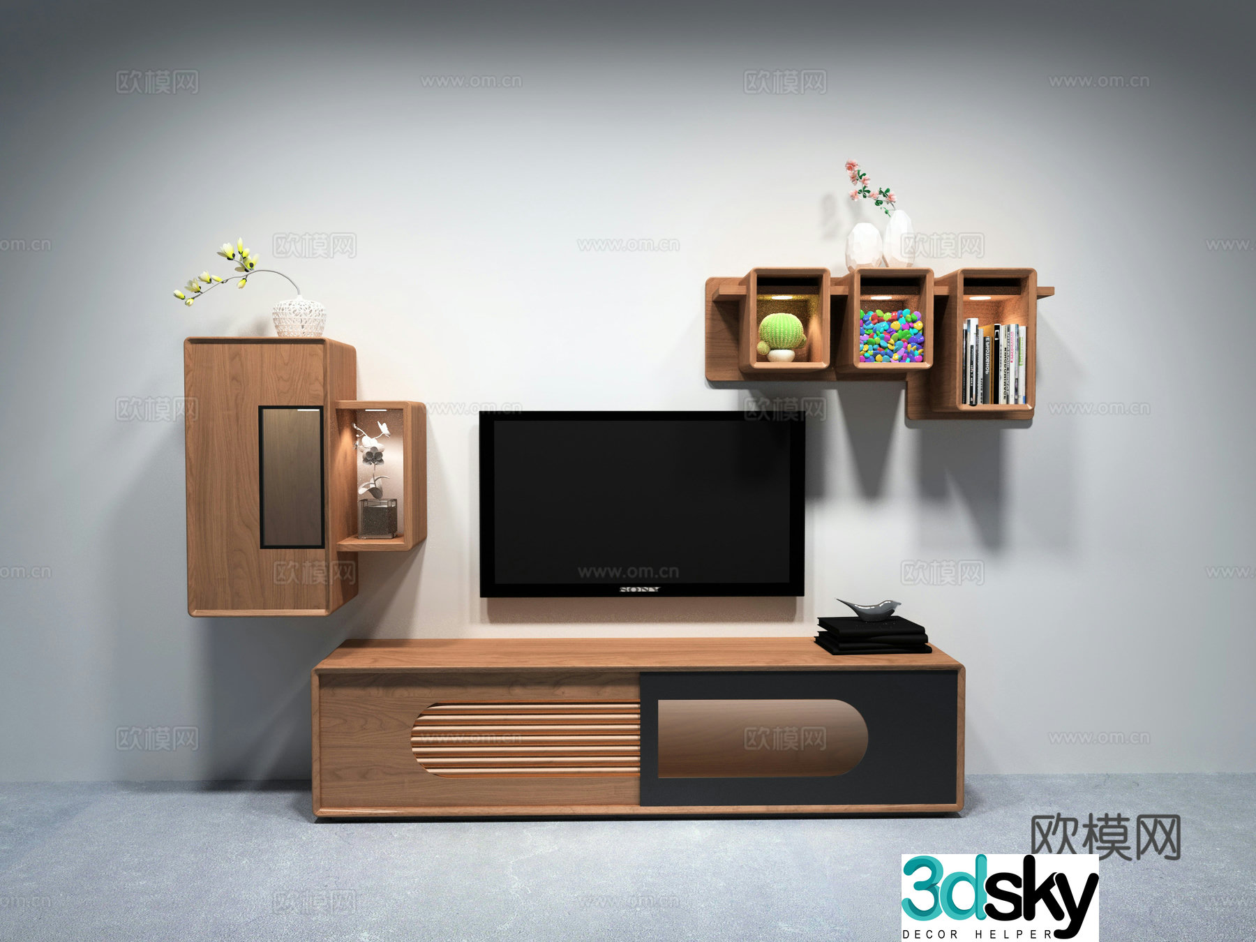 Living room combination TV cabinet 3D model