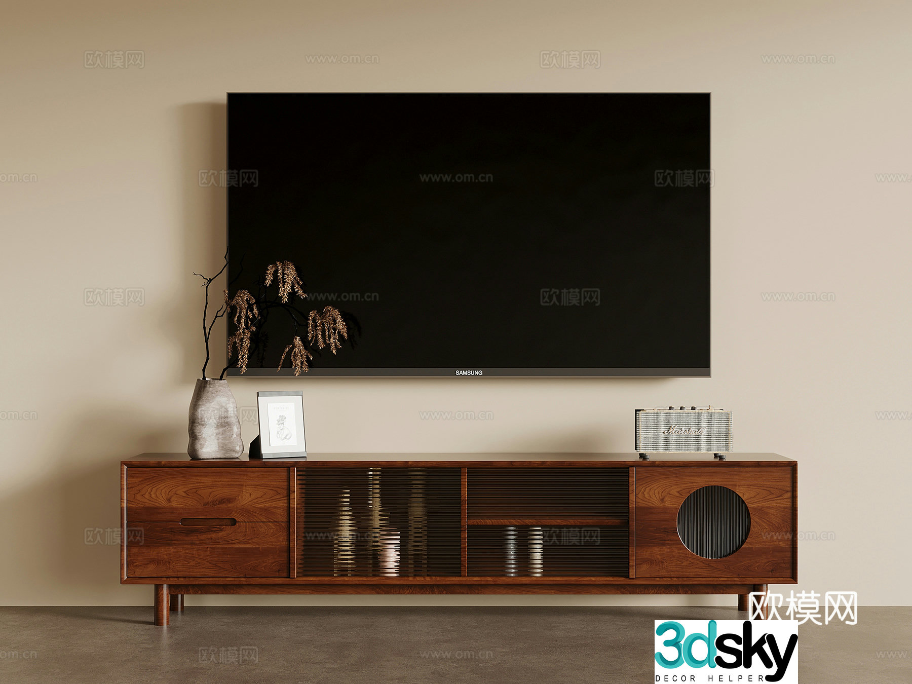TV cabinet French medieval style TV cabinet decorative ornaments 3D model