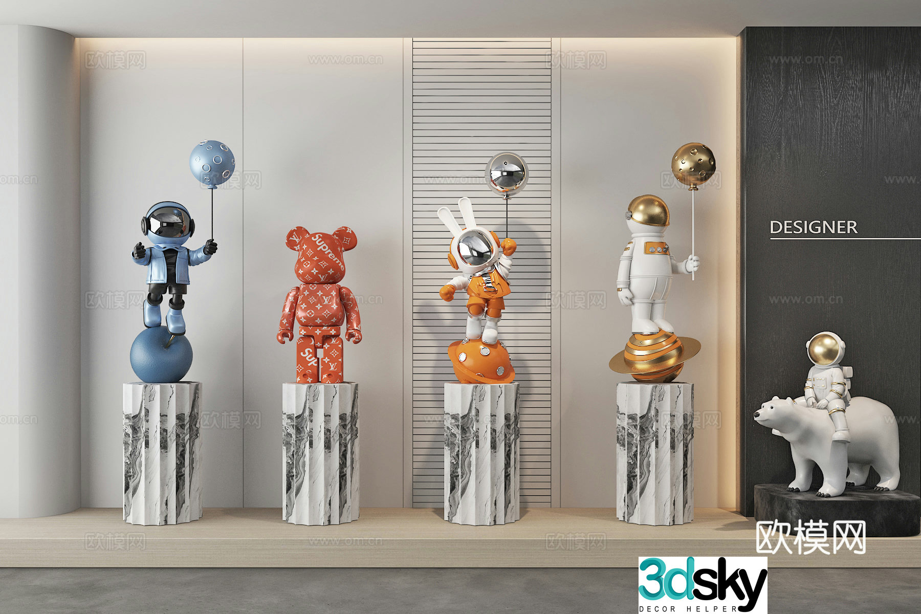 Modern sculpture ornaments trendy toy figure doll 3d model