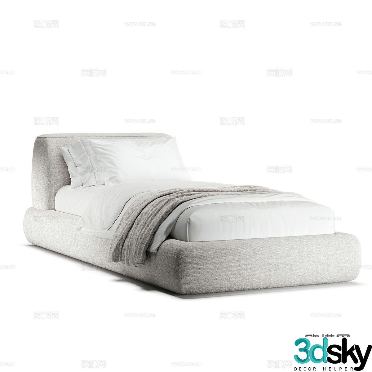 Modern simple double bed Double bed Simple bed Single bed Pillow Mattress 3D model