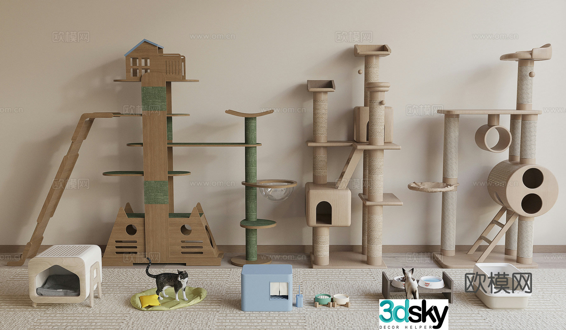 Modern cat crawling frame 3d model