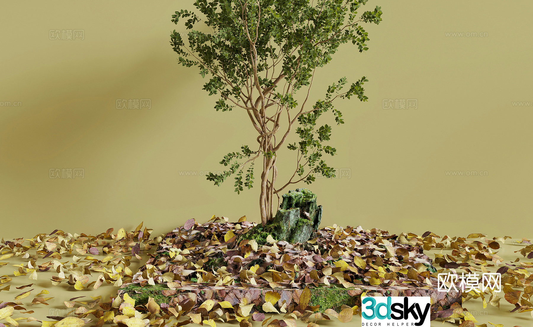 3D model of fallen leaves landscape