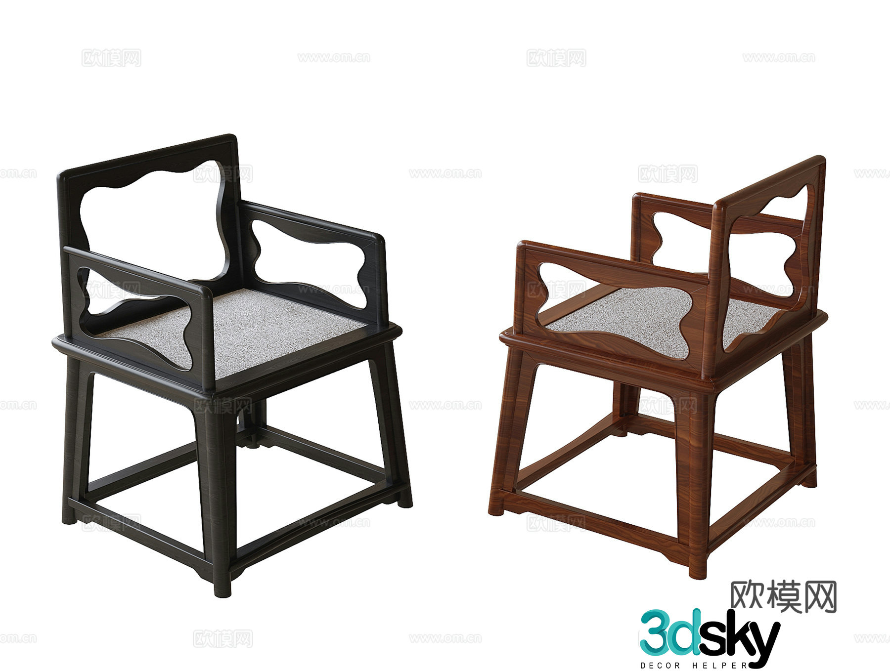 Modern single chair dining chair leisure chair tea chair 3d model