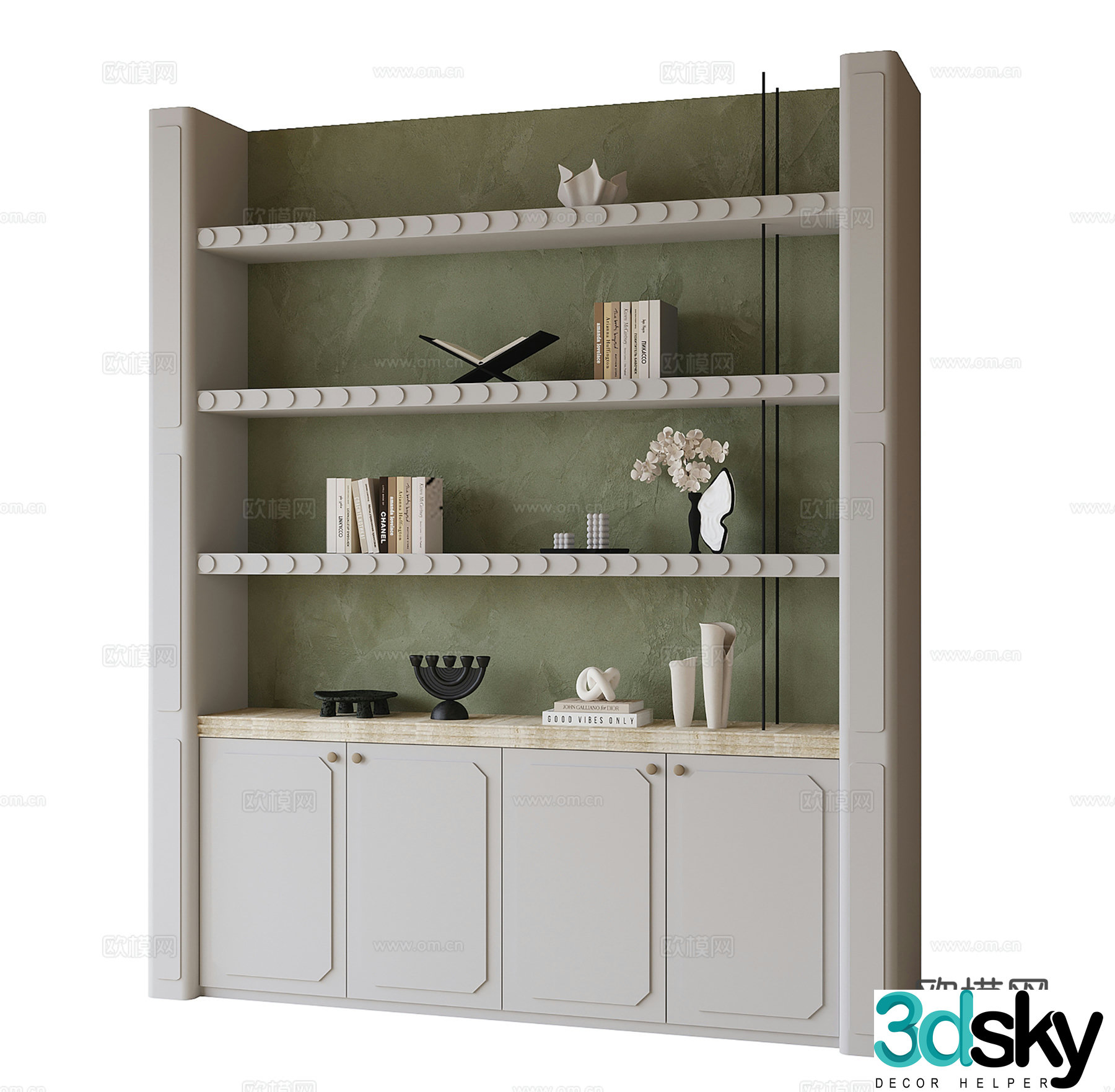 Modern decorative cabinet bookcase 3d model