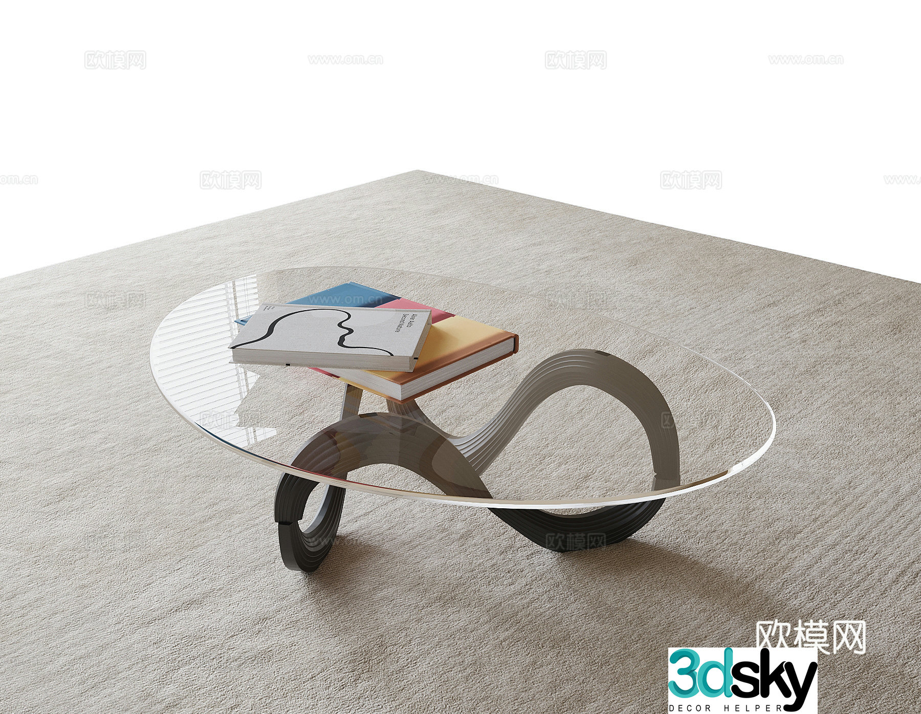 Modern glass coffee table 3d model