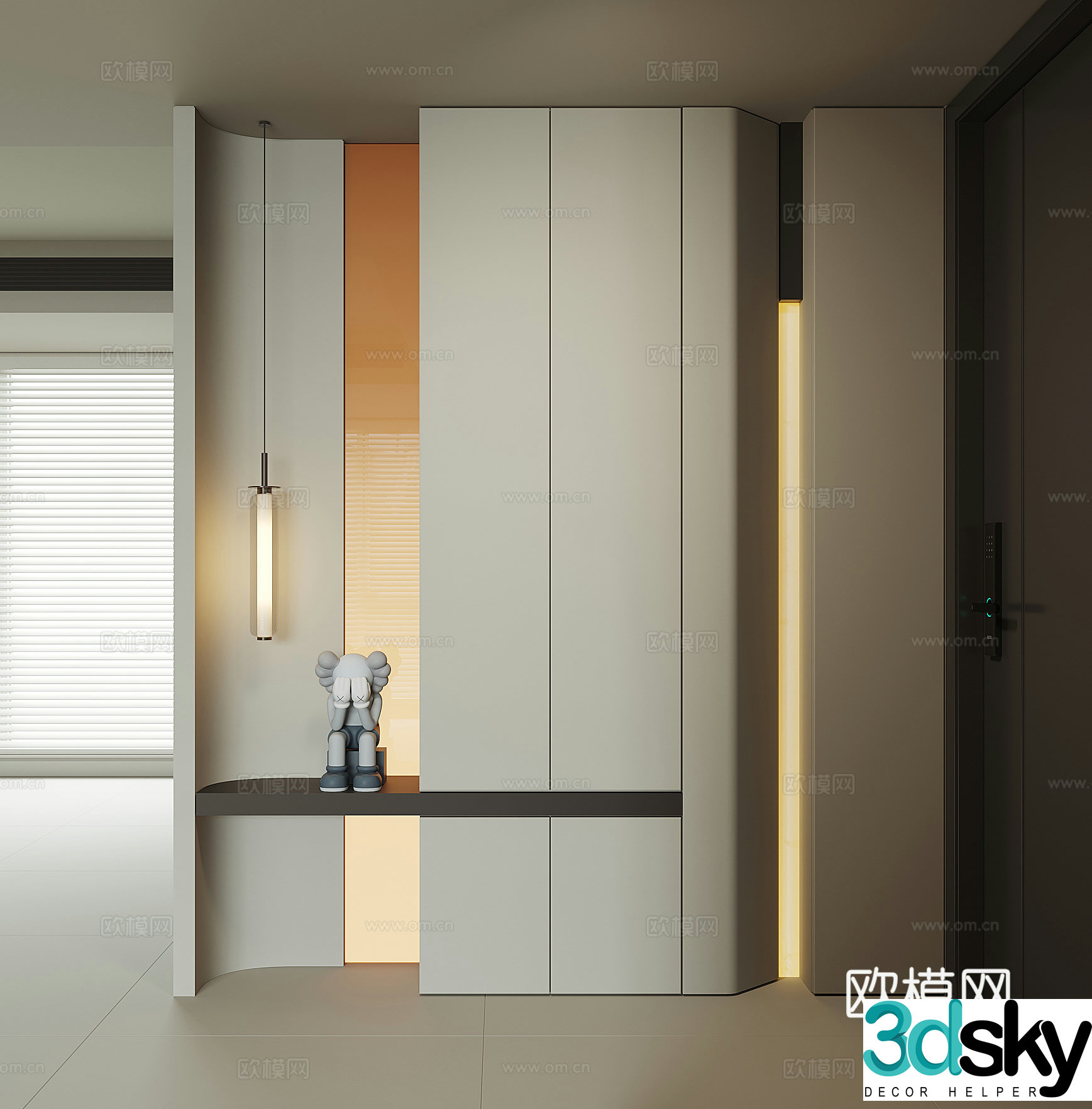 Modern home entrance shoe cabinet 3D model