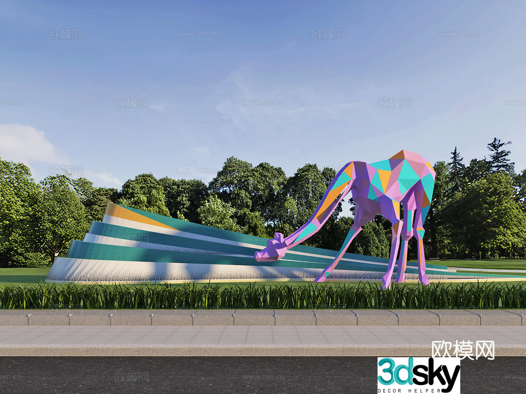 Green space installation Landscape Art sketch Sculpture 3d model