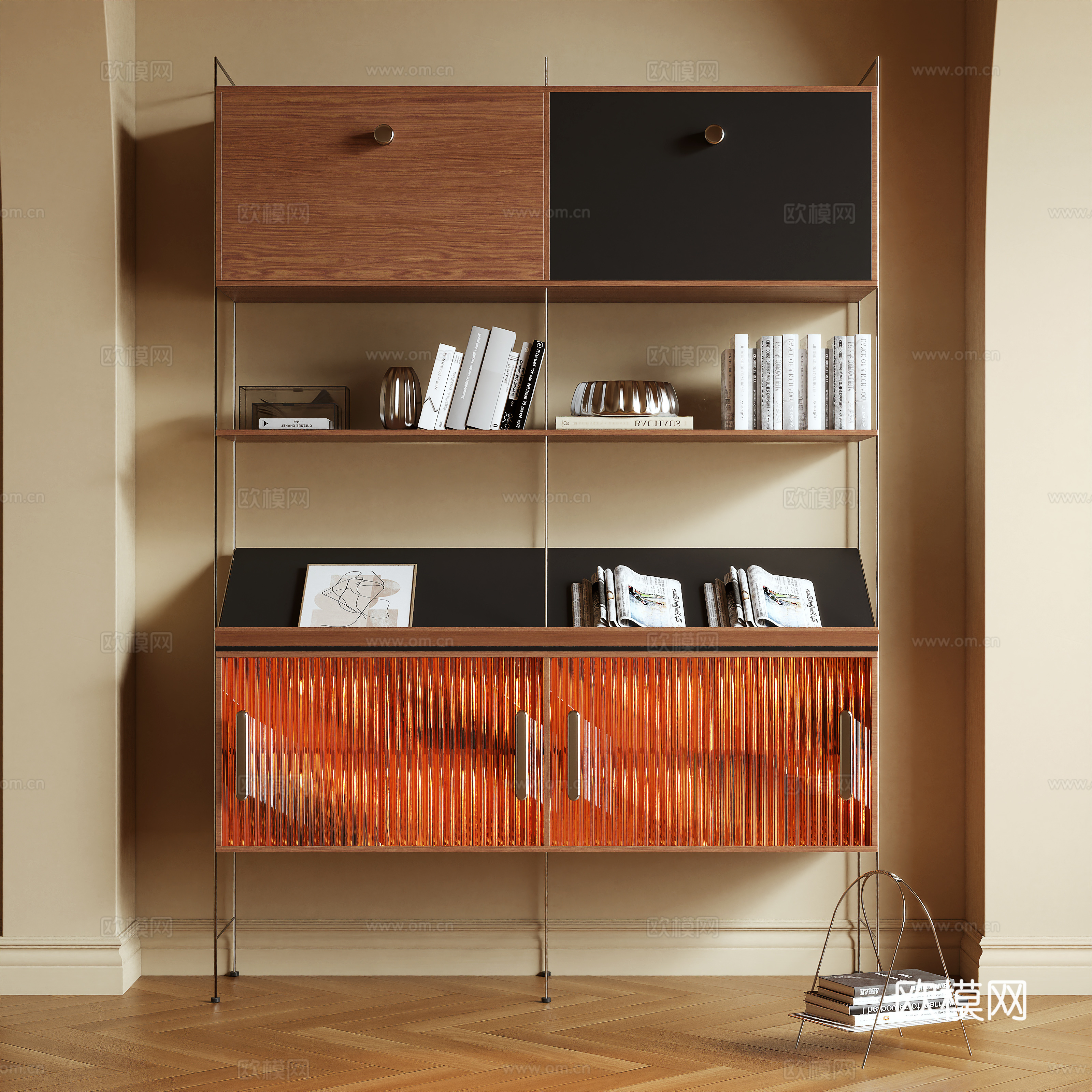 Middle-aged bookshelf shelf 3D model
