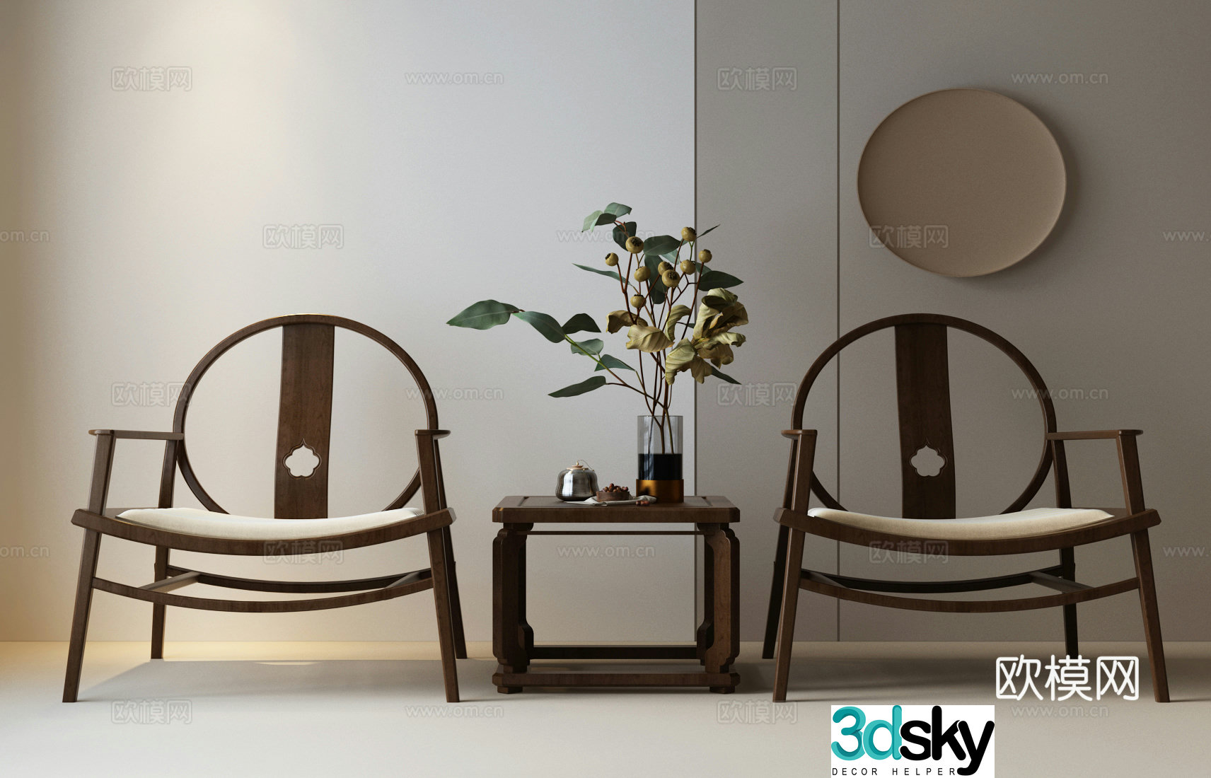 Modern new Chinese style leisure chair Song’s leisure chair 3d model