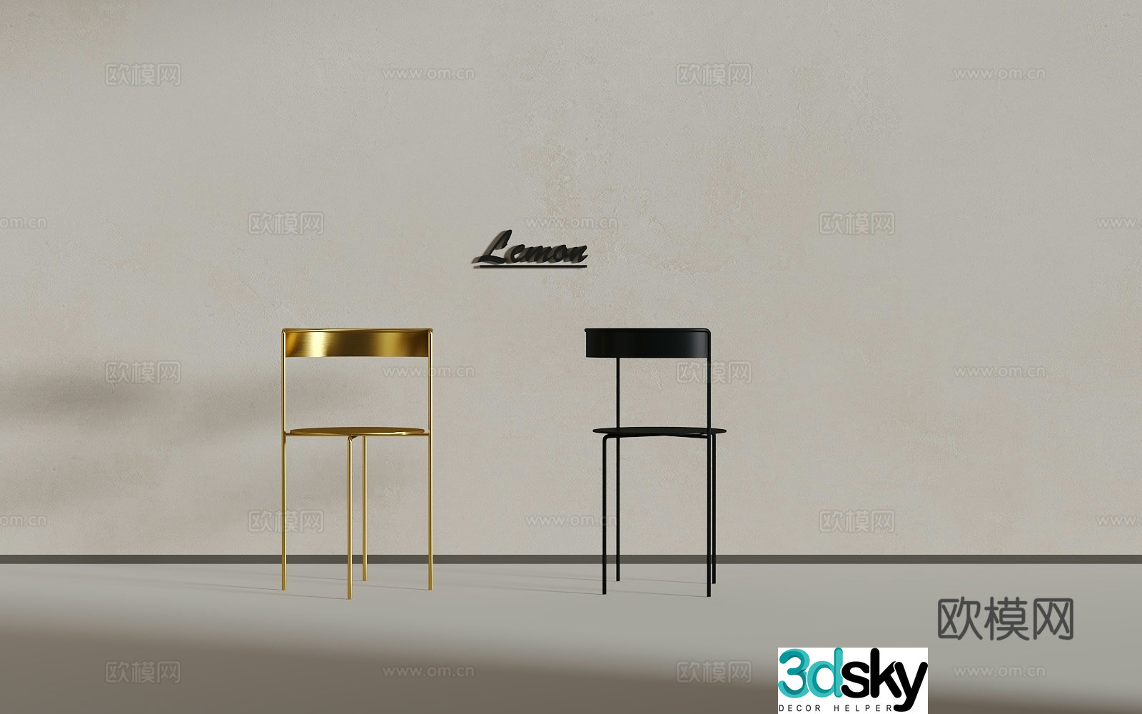 Light luxury bar chair 3D model