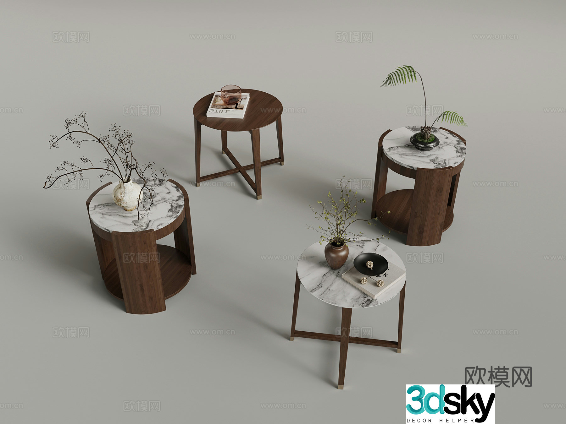 New Chinese side table angle table 3D model
