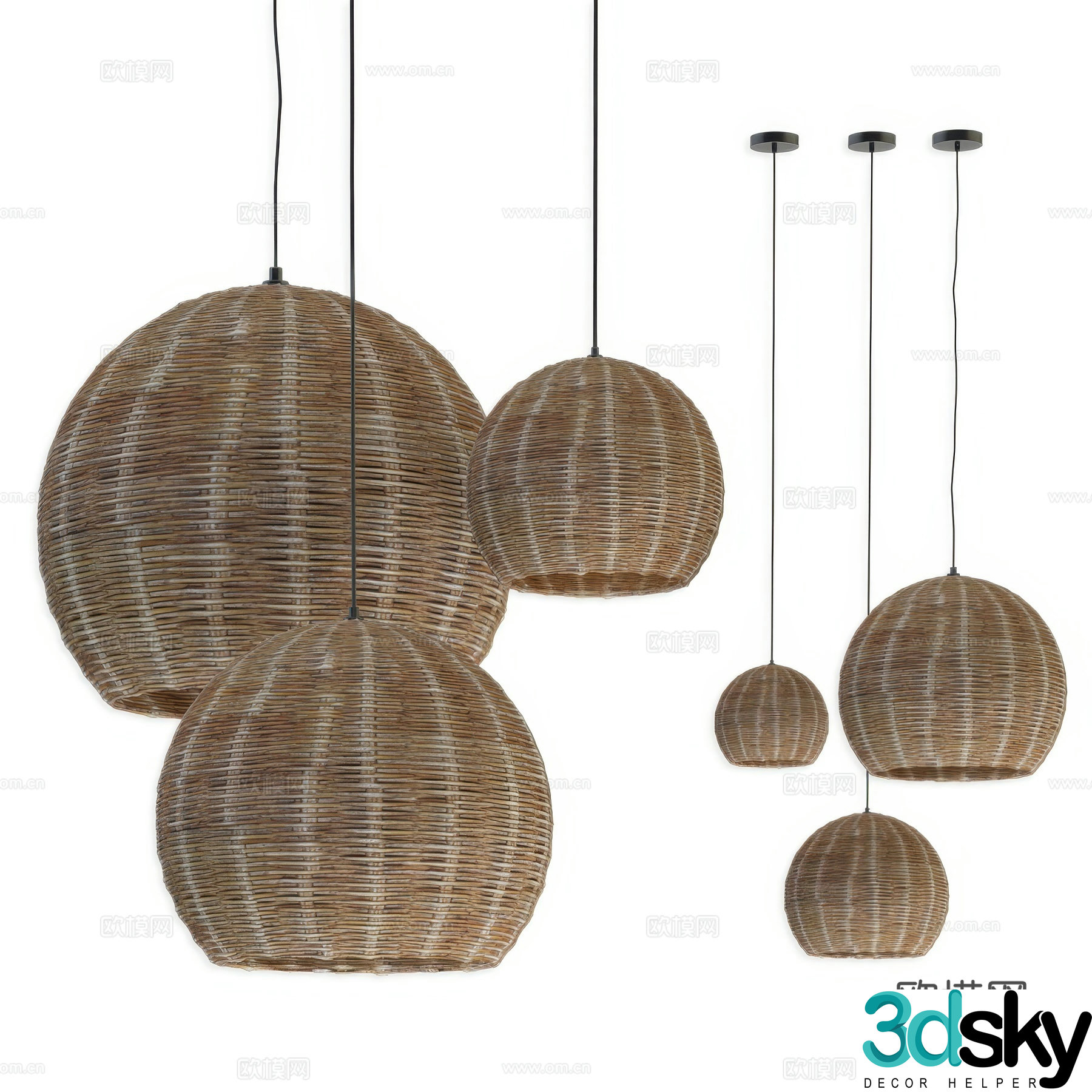 New Chinese style wasabi decorative chandelier 3D model