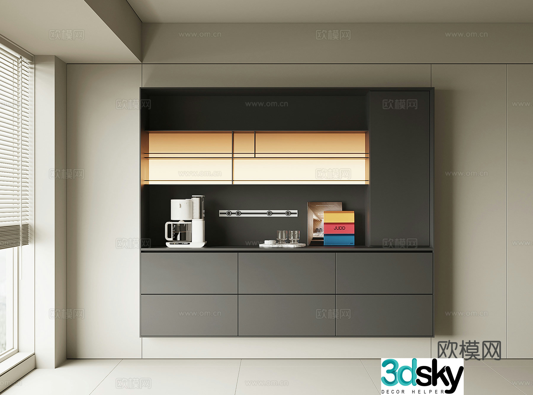 Modern wine cabinet sideboard 3D model