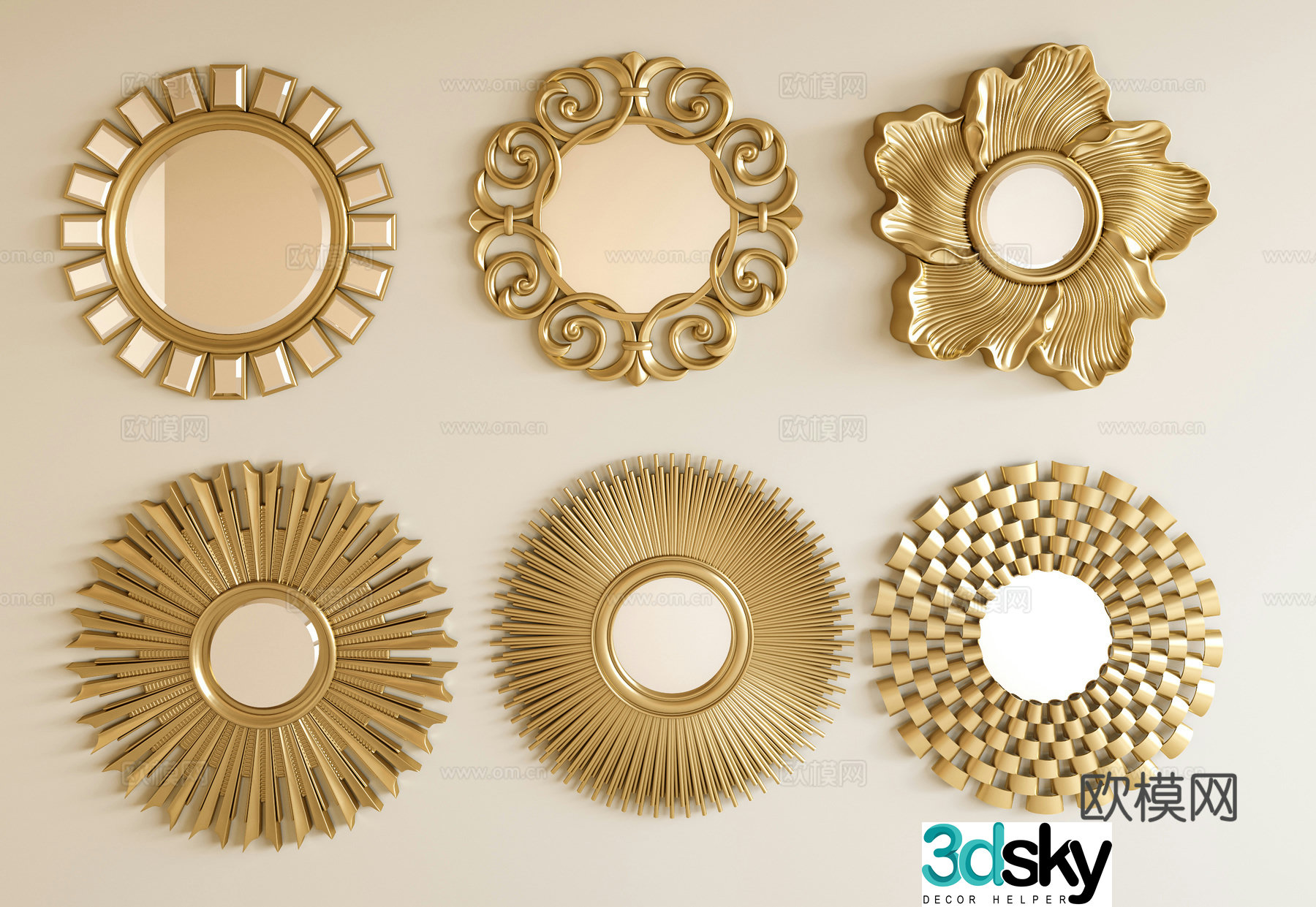 European style decorative frame wall decoration decoration decorative wall decoration mirror European style mirror decorative frame pendant 3D model