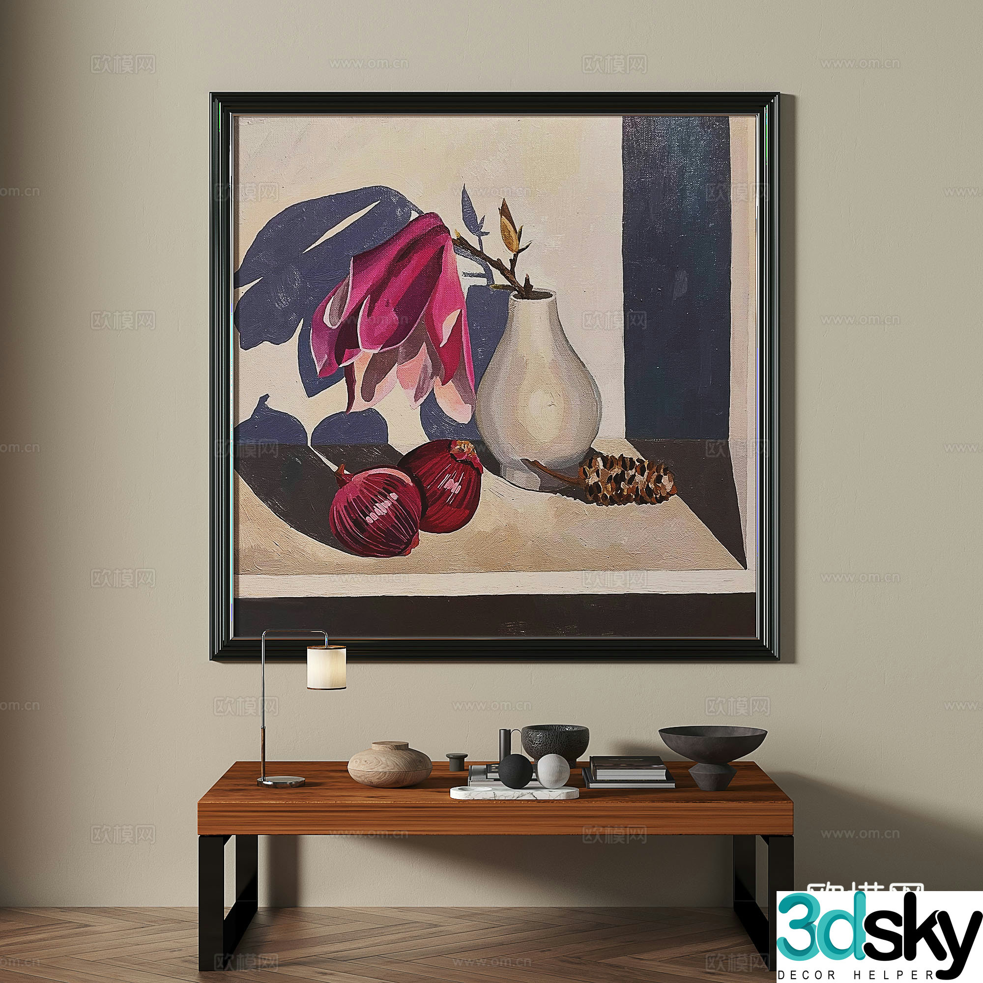 Modern French retro medieval light luxury oil painting decorative painting 3d model