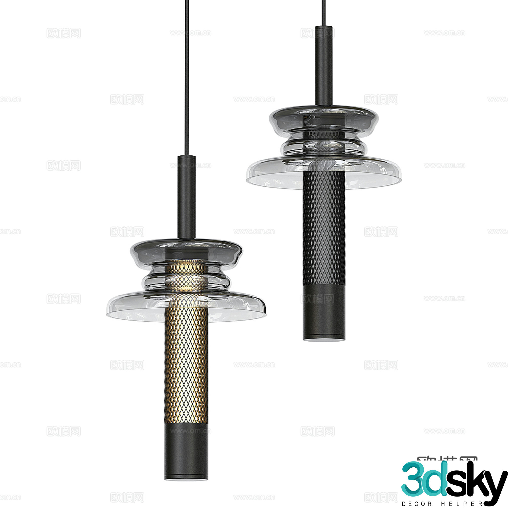 Modern metal chandeliers 3d model