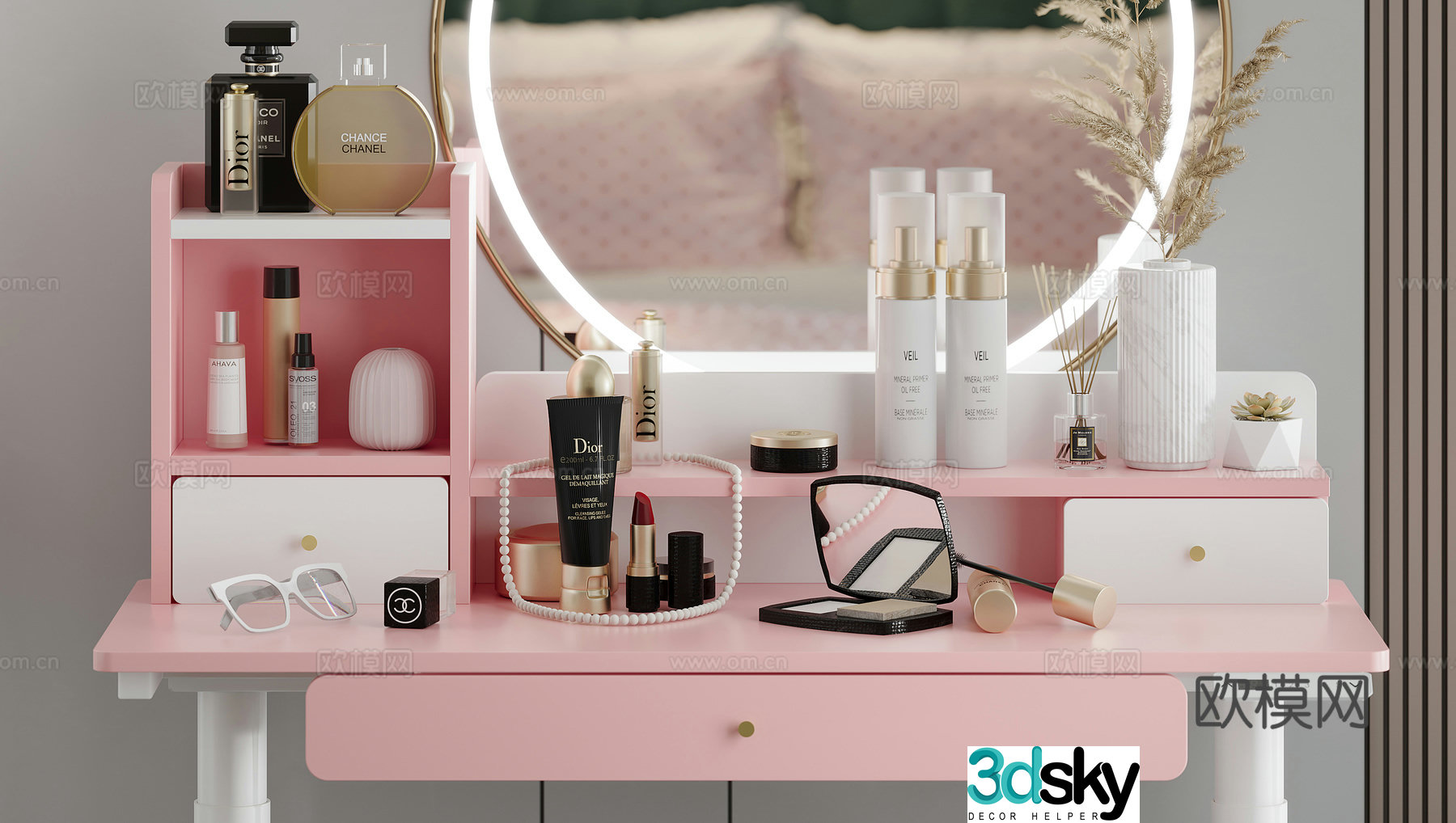 Dressing table electric lifting dressing table cosmetic makeup stool 3D model