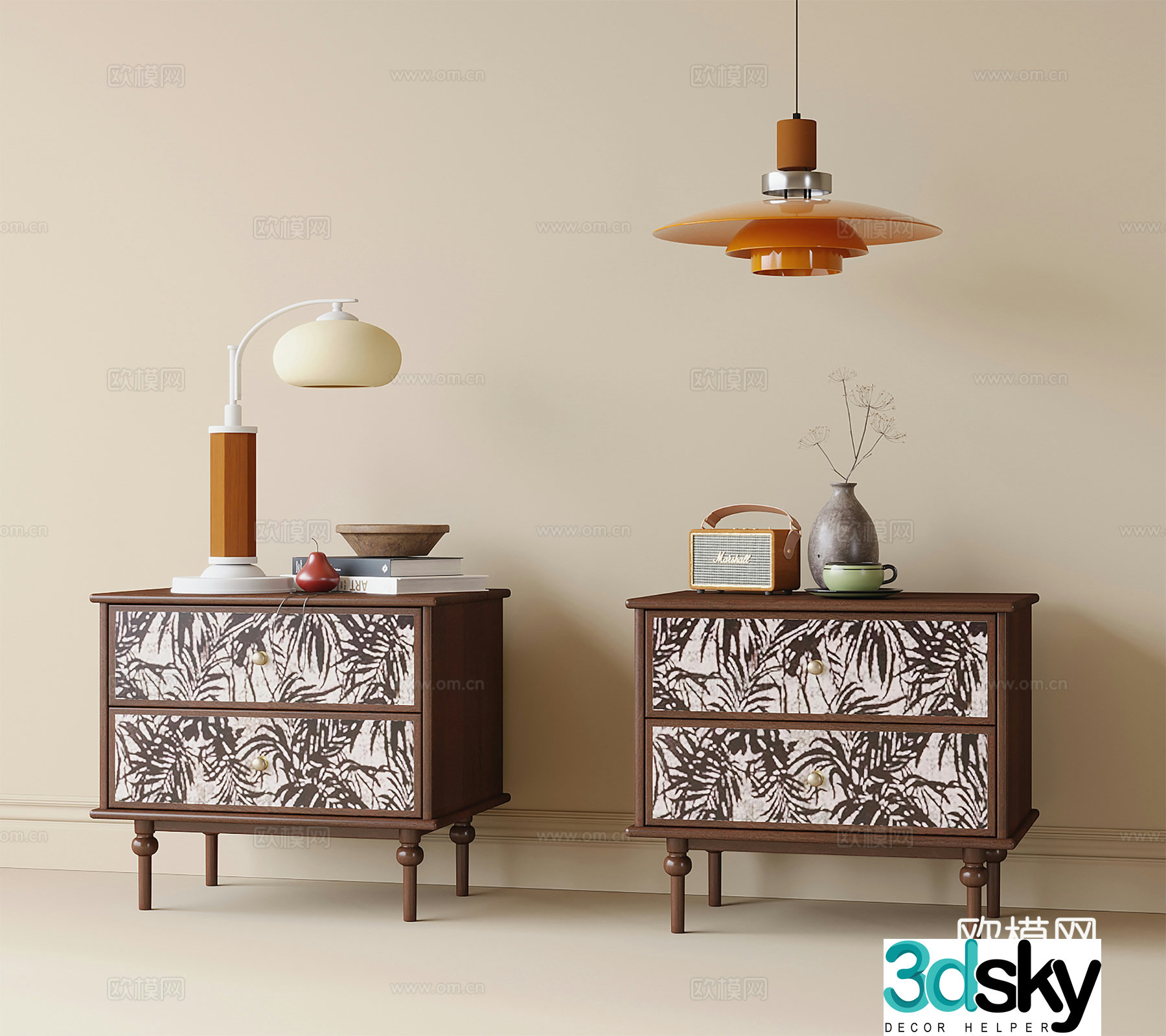 French bedside table chandelier table lamp 3d model