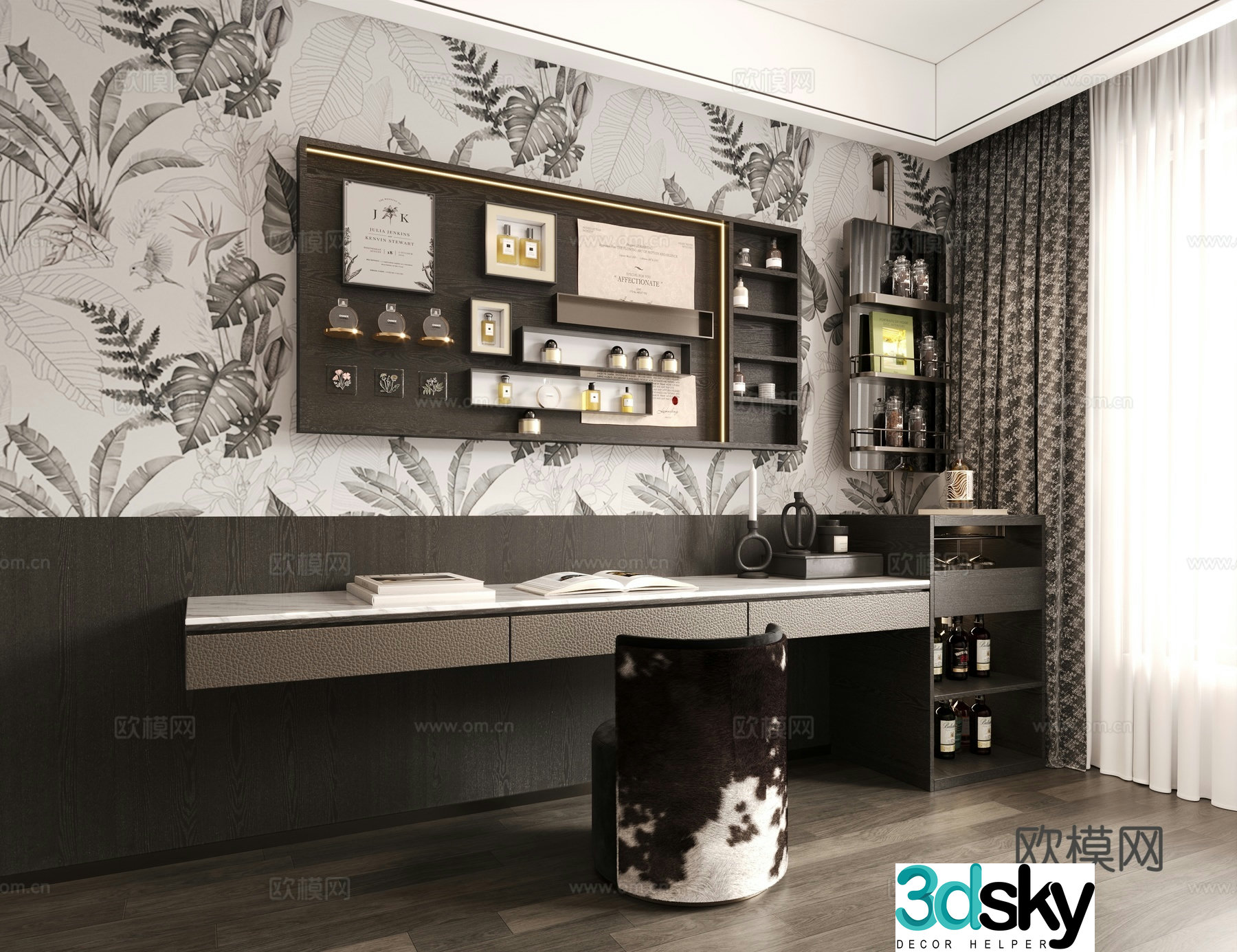Bedding cabinet dressing table stool wall decoration wine cabinet decoration cabinet desk perfume ornament 3D model