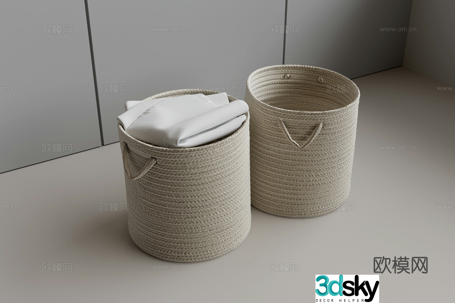 Dirty coat basket rattan bag 3d model