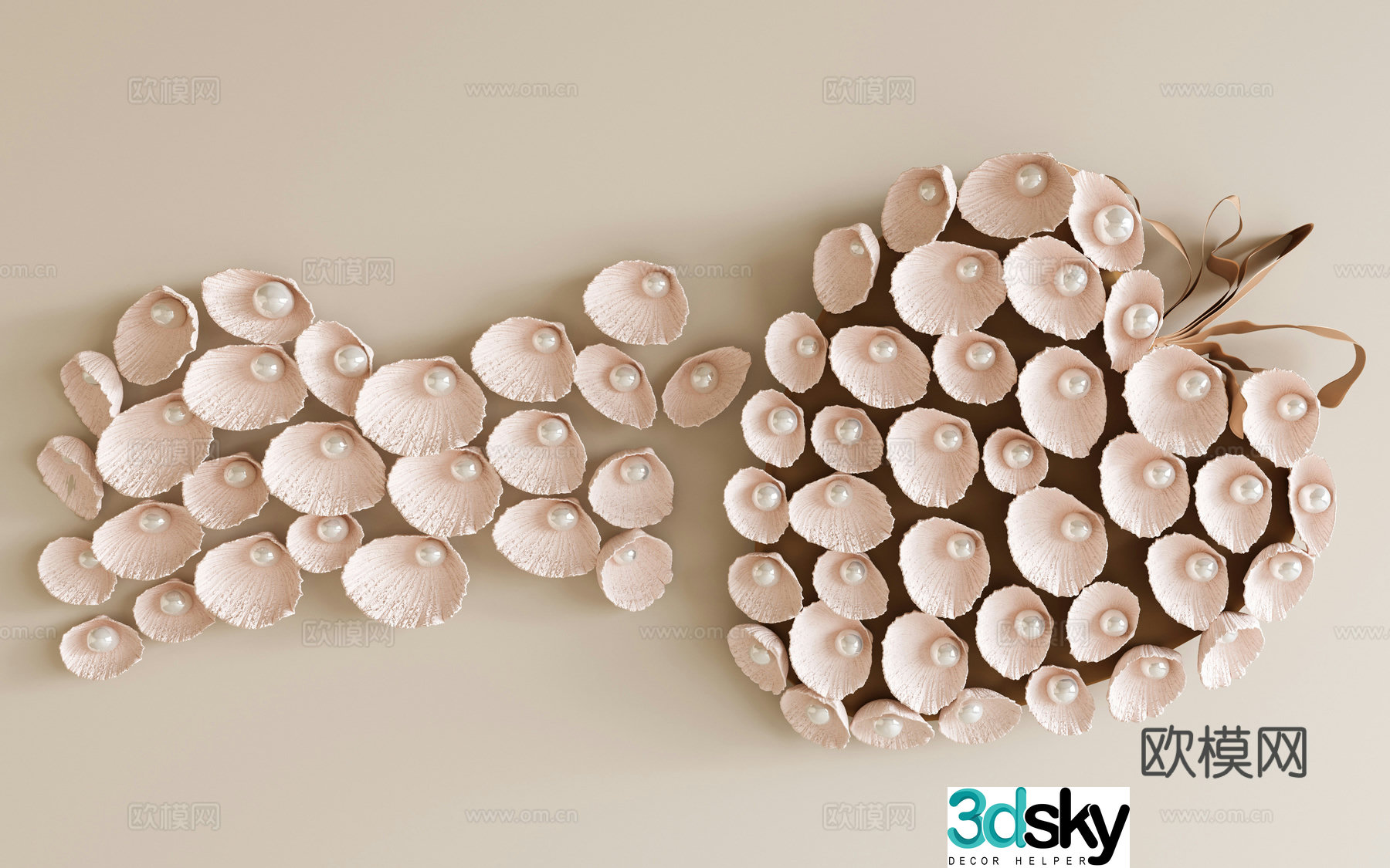Modern wall decoration pendant shell pendant pearl wall decoration children pendant pearl pendant 3d model