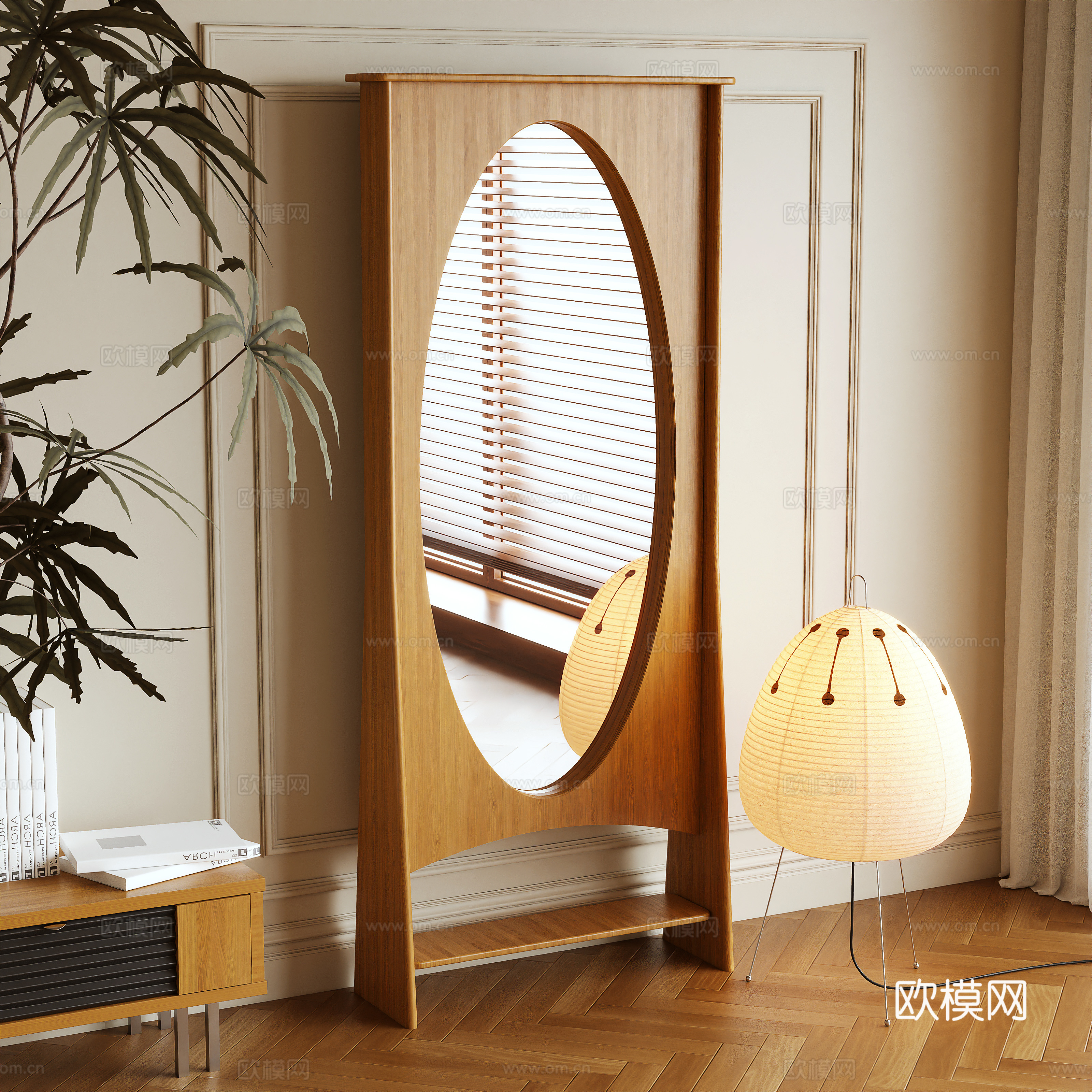 Log Wing Mirror Floor-to-body mirror 3D model