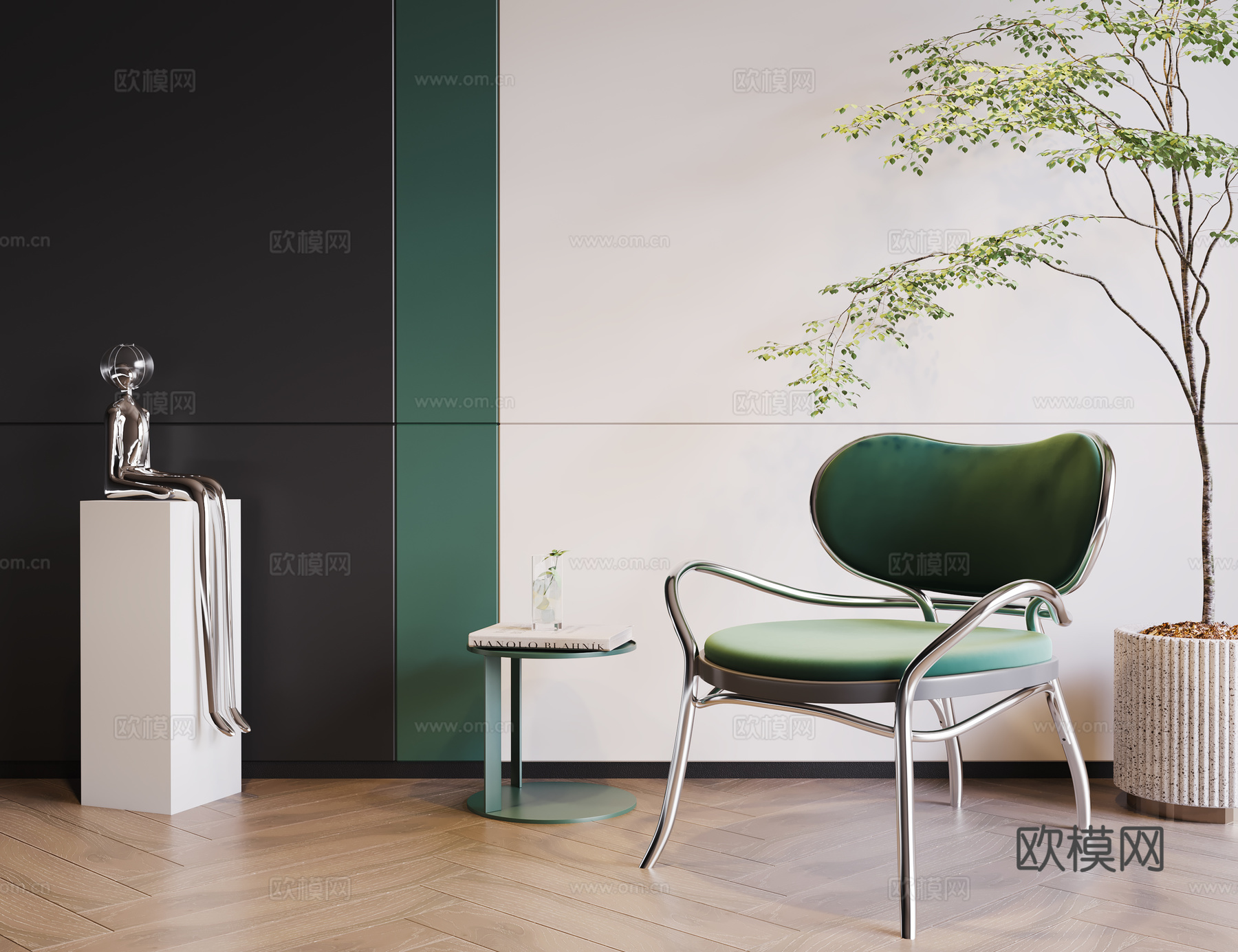 Modern leisure chair Metal leisure chair Book chair Leather chair 3d model