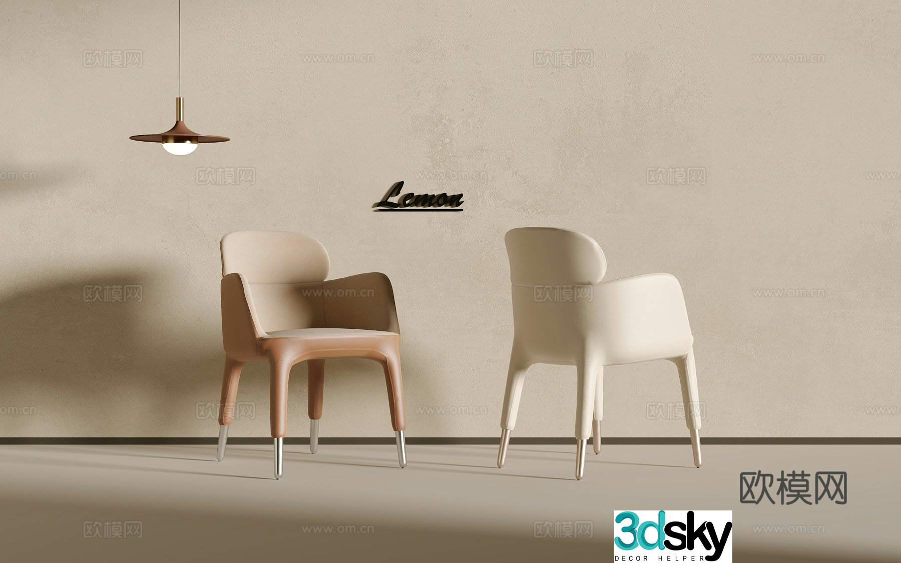 Creamy single chair 3d model