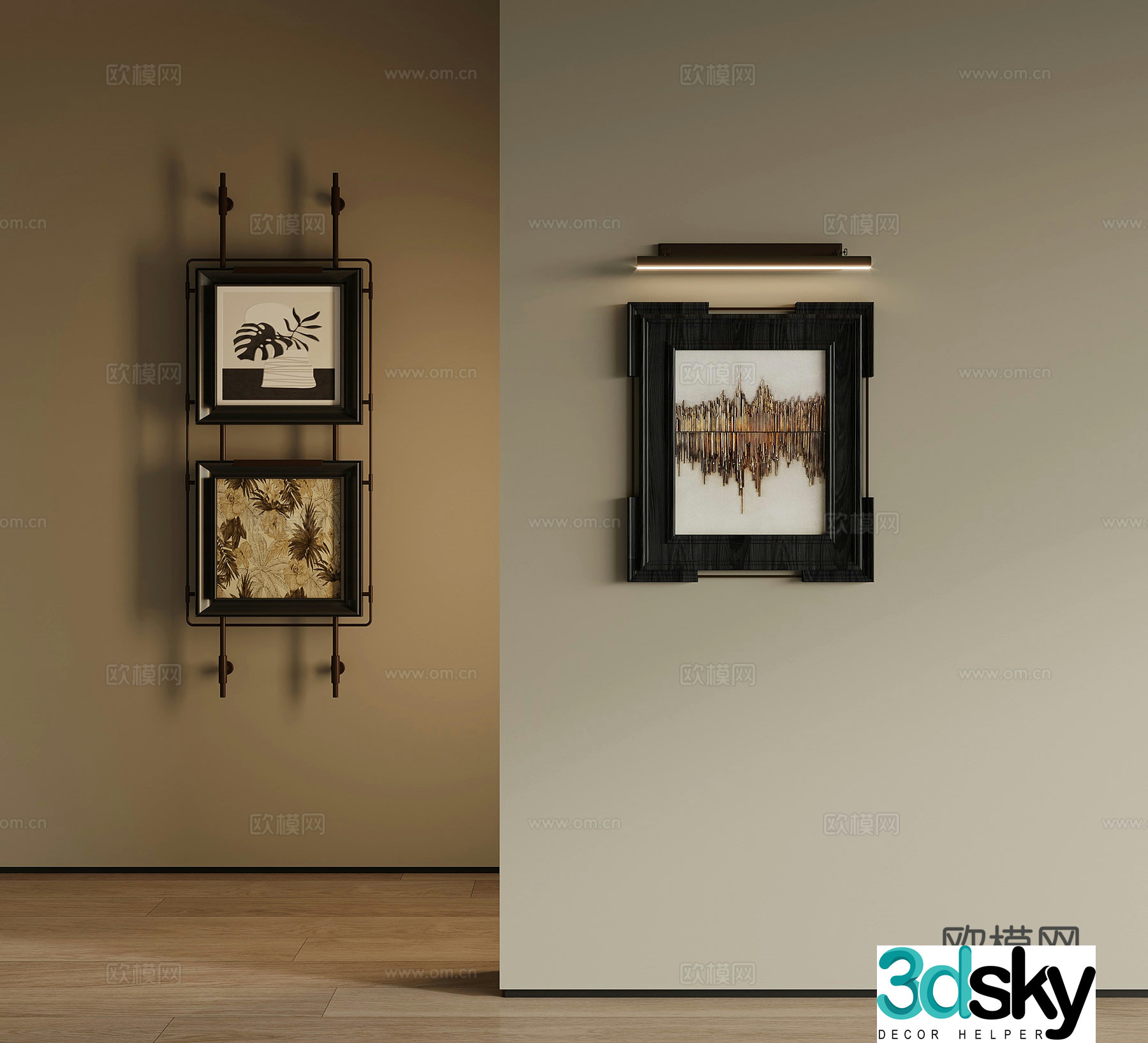 Hanging painting French retro style hanging painting decorative painting 3d model