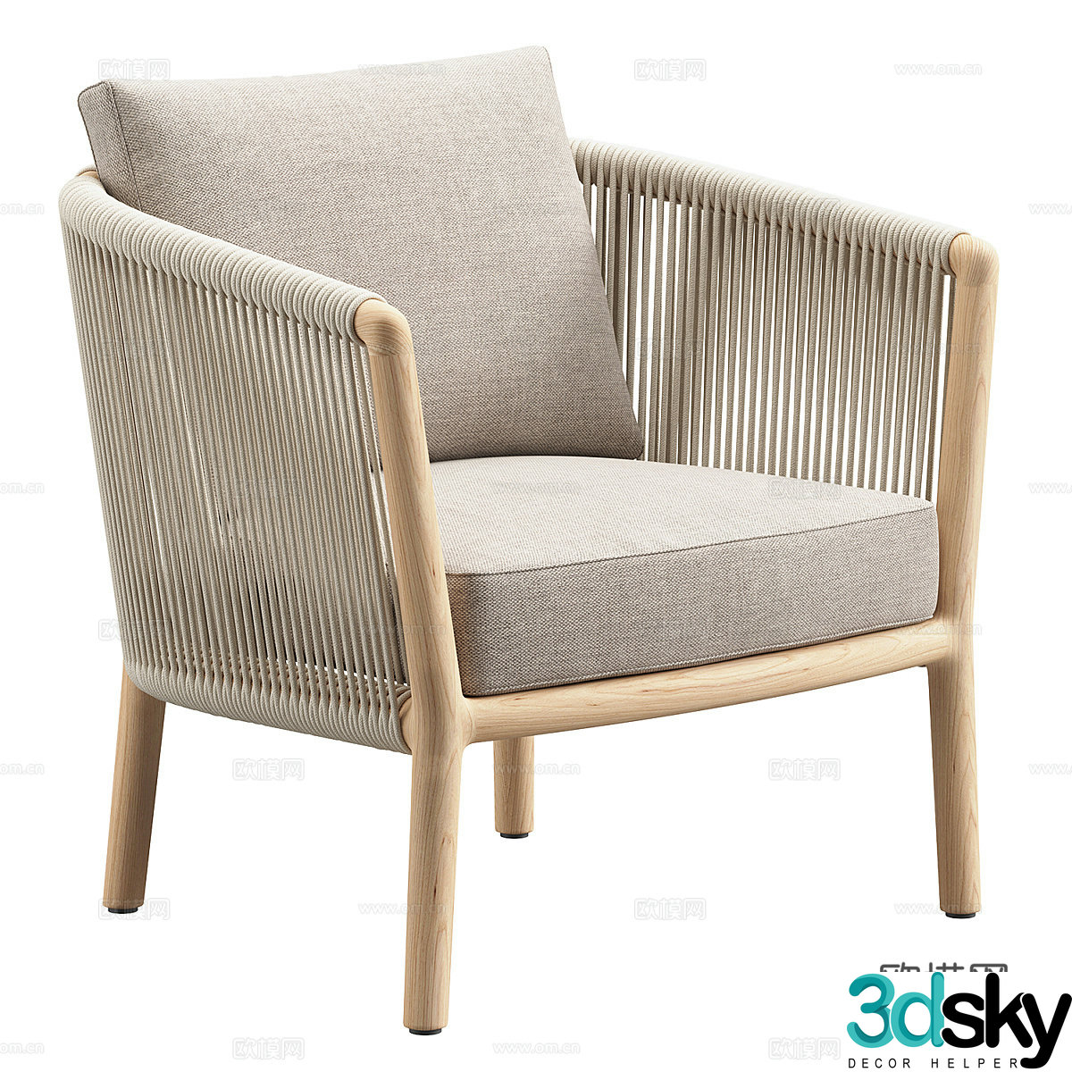 New Chinese style rattan leisure chair 3D model