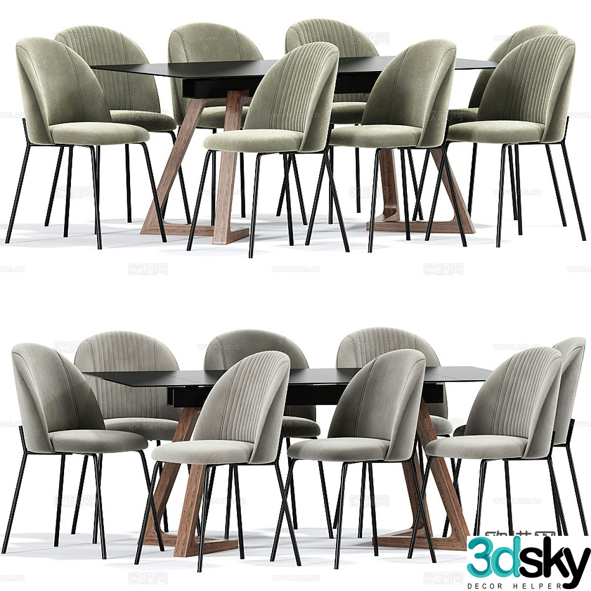 Dining table and dining chair 3d model