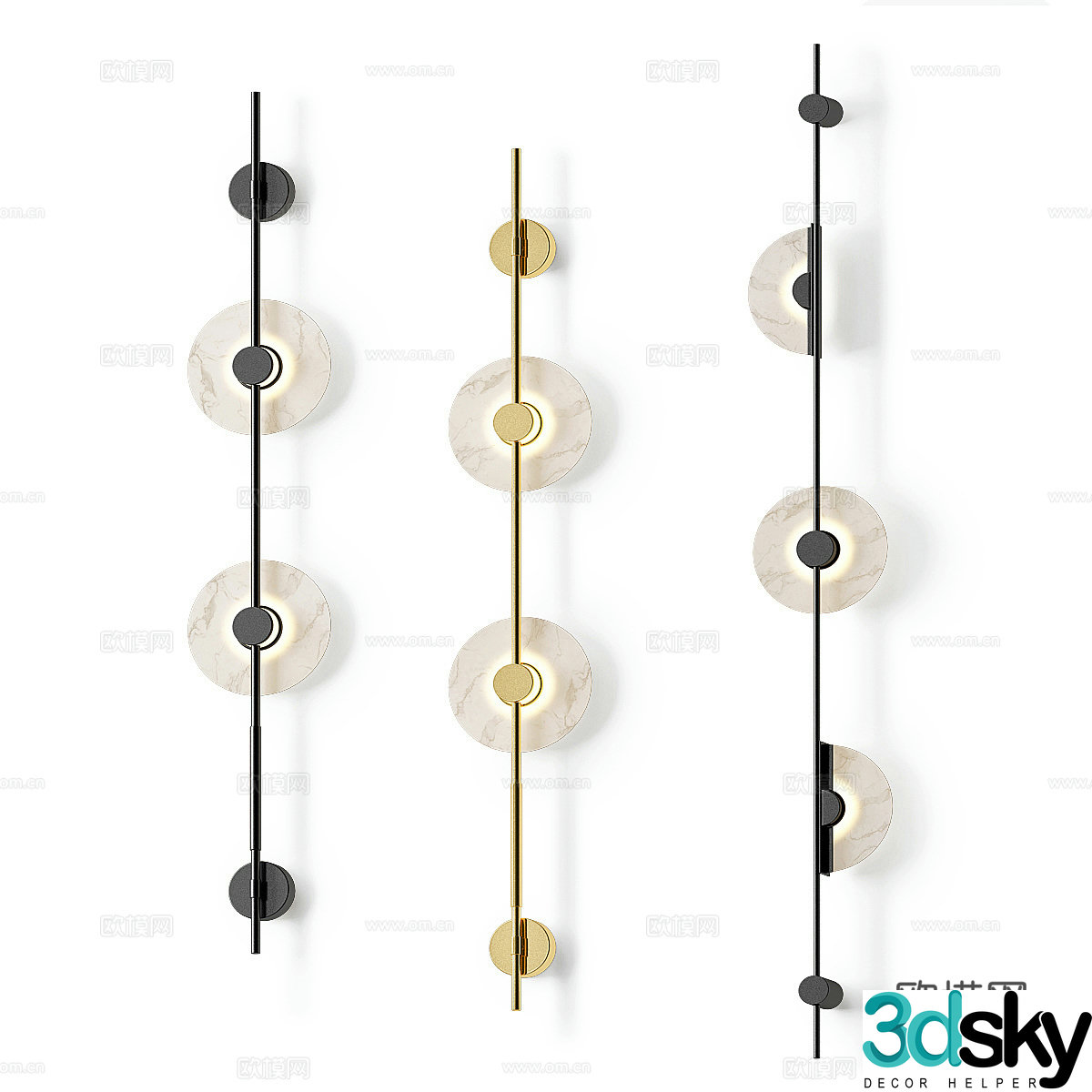 Modern light luxury tandem wall light 3D model