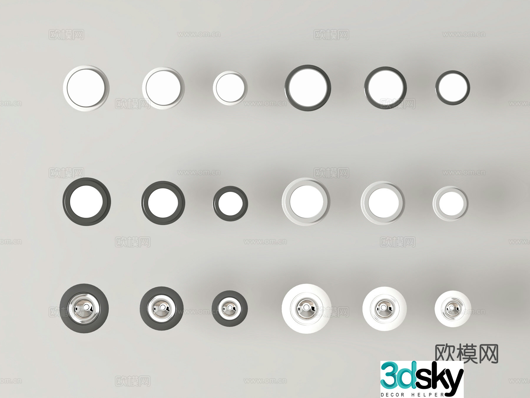 Modern downlight spotlight combination 3D model