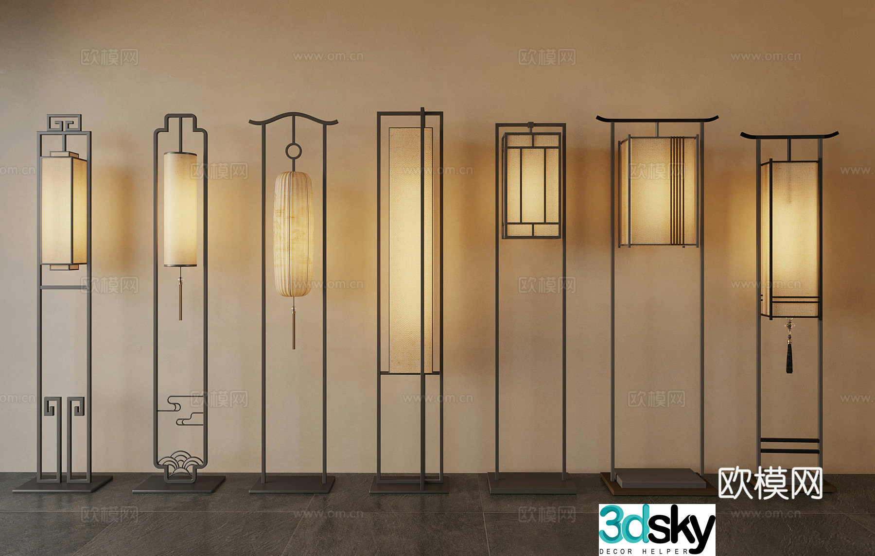 New Chinese floor lamp 3D model