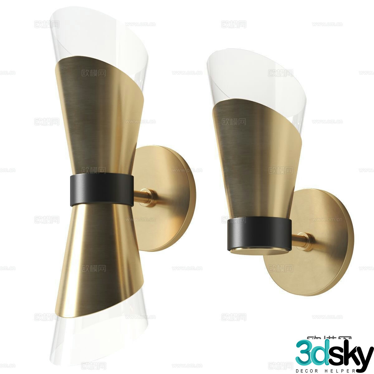 Modern light luxury metal wall lamp 3D model