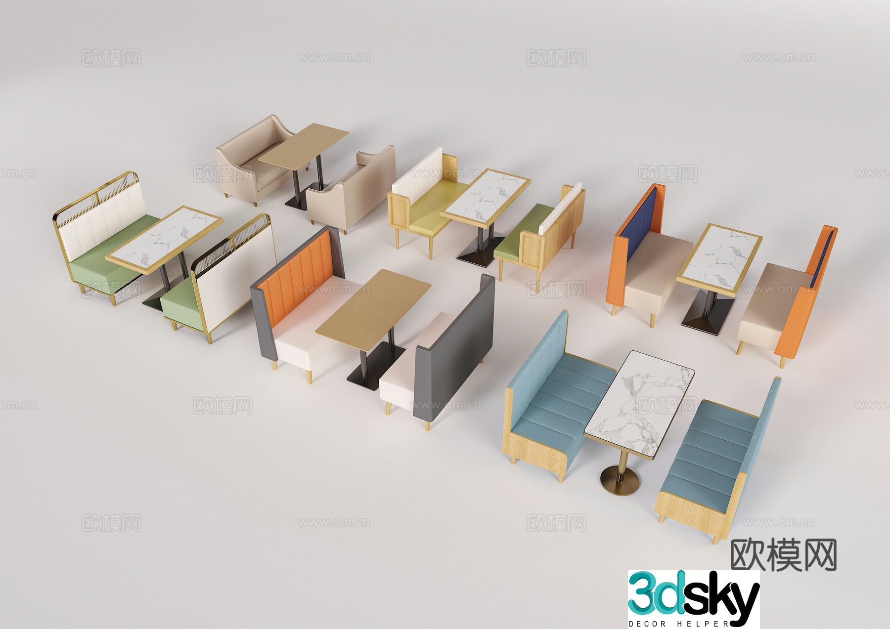 Catering card holder Sofa Sofa Card holder Leisure sofa Double card holder Dining table and chair combination 3D model