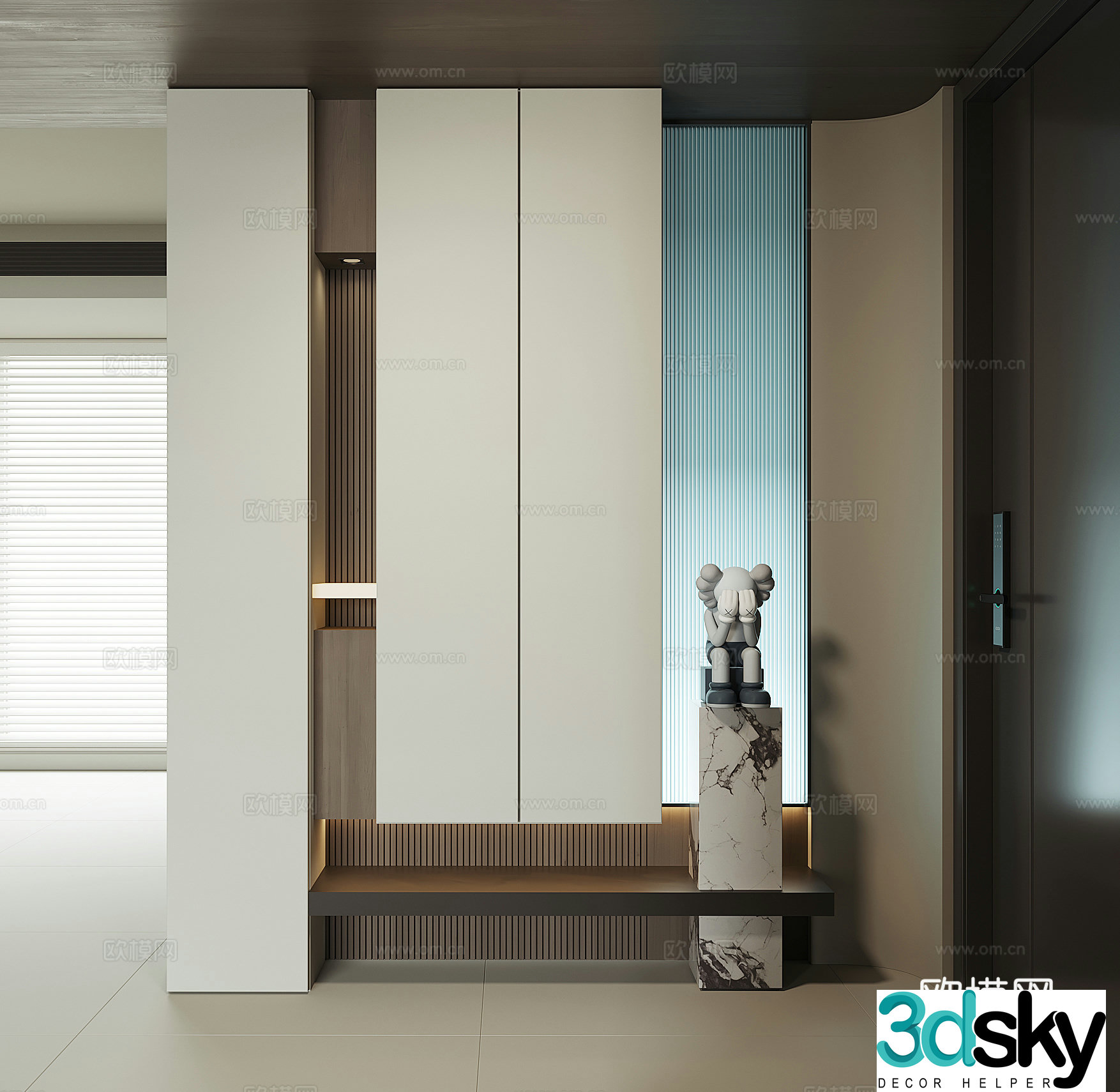 Modern home entrance shoe cabinet 3D model