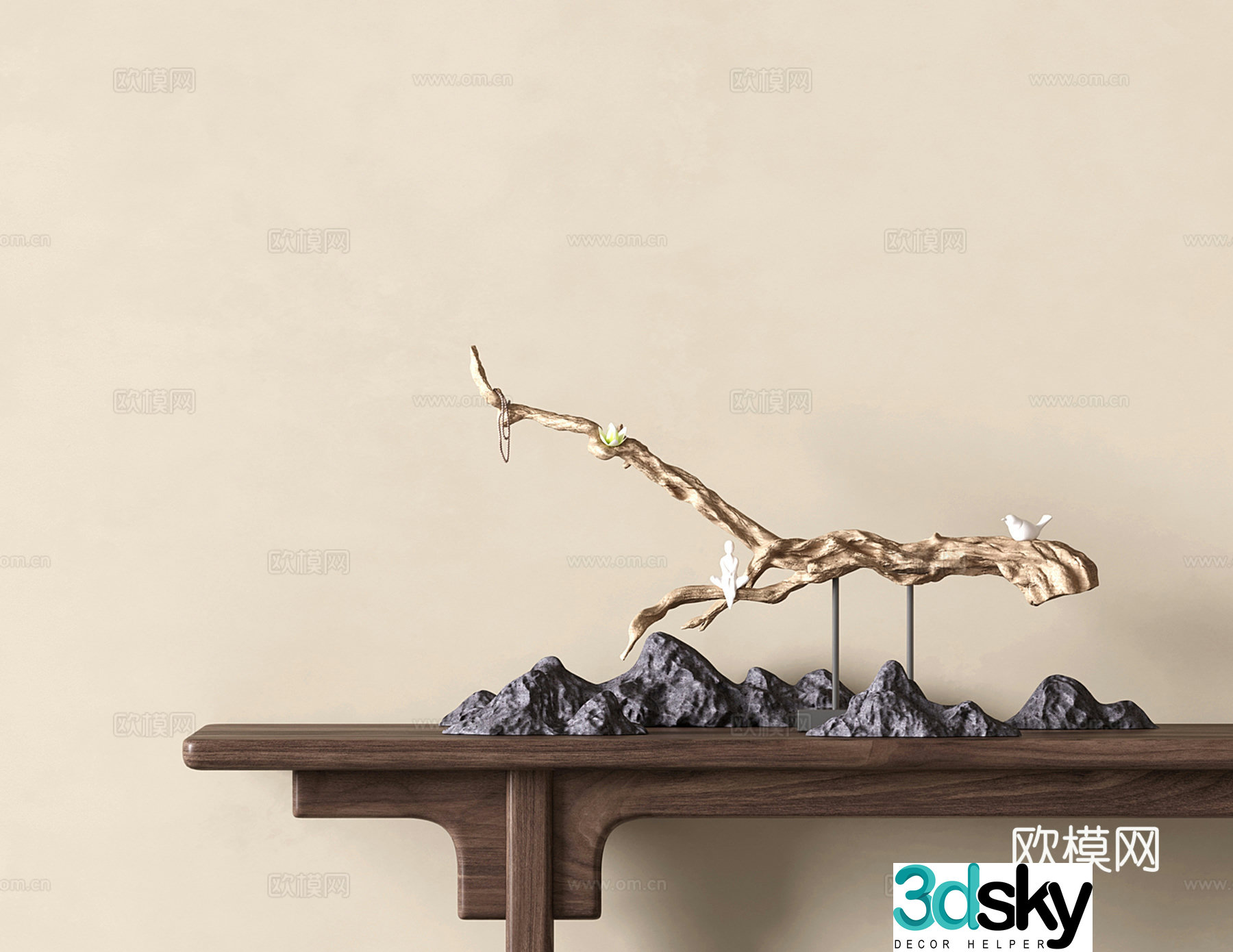 New Chinese Root Carving Stem and Branch Zen Ornaments Landscape Sketches Wooden Sculptures 3D Models